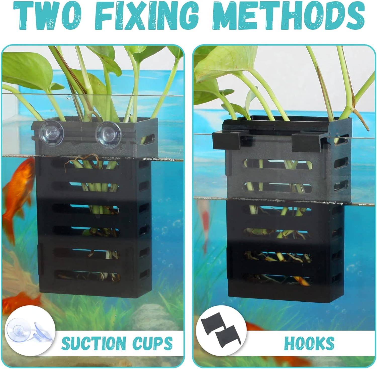 4 Pcs Aquarium Plant Holder, Fish Tank Plant Holder with Hooks and Suction Cups,