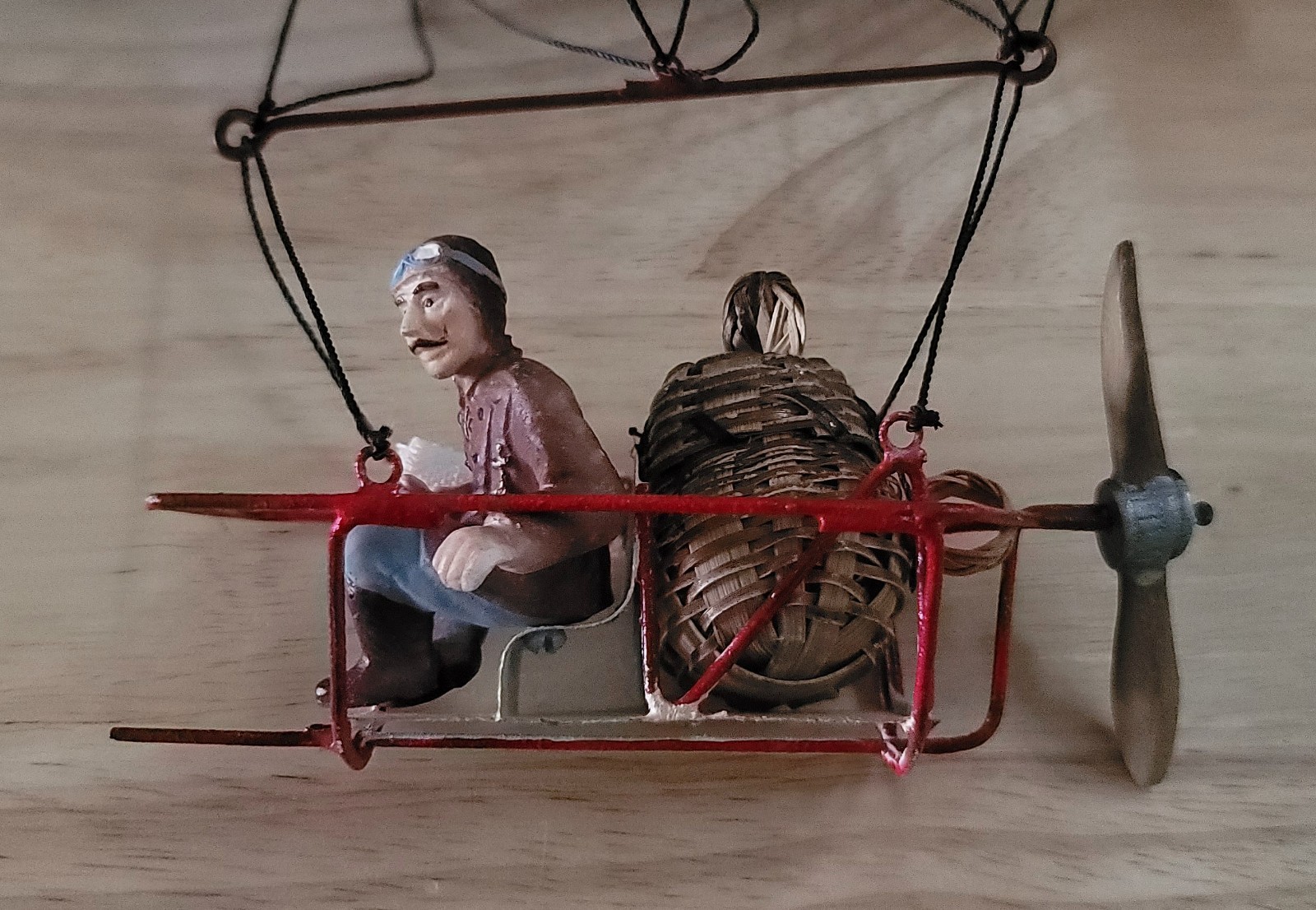 9.5" Steampunk Zeppelin, Airship Blimp Hanging Mobile Pilot Map Basket Propeller