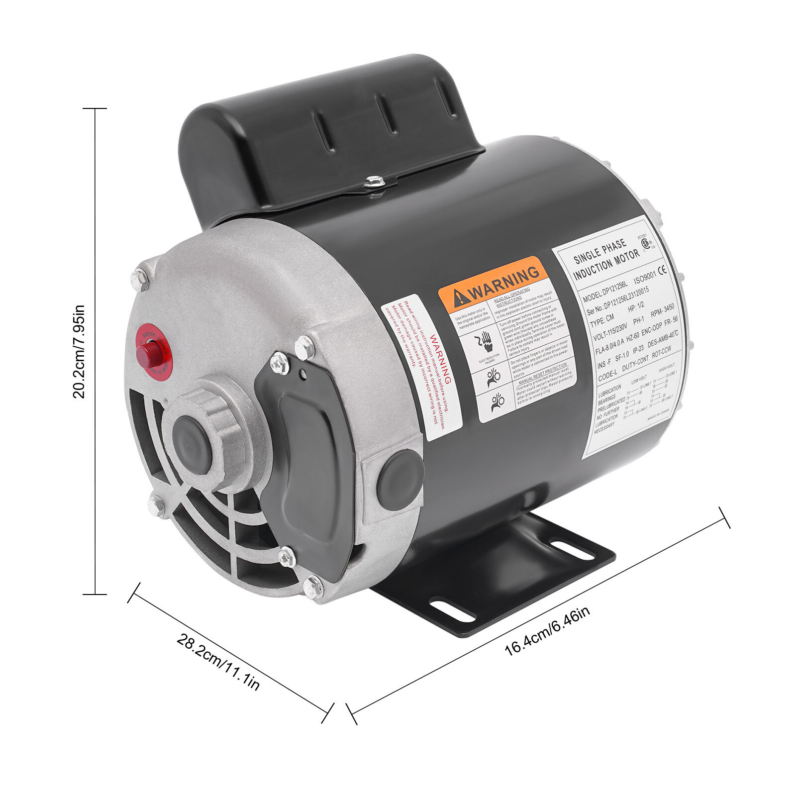 1/2HP 115/230V General Purpose Motor 3450RPM Electric Motor Single Phase New