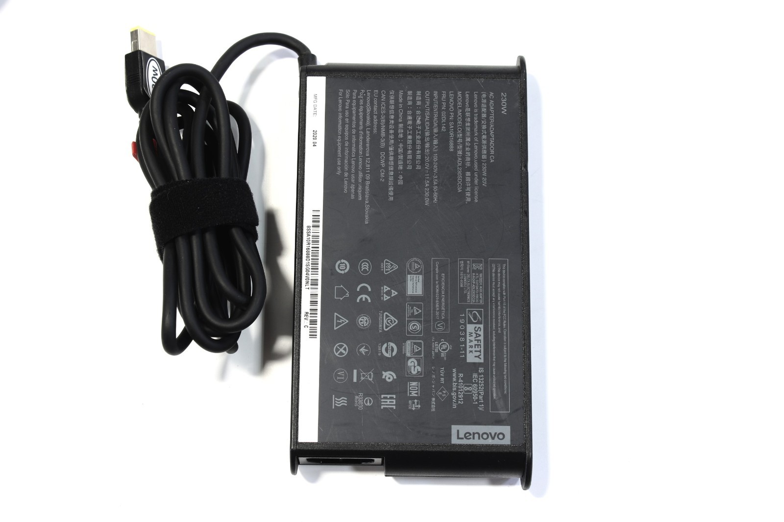 Genuine OEM Lenovo 230W AC Power Adapter Charger | Yellow Slim Square Tip