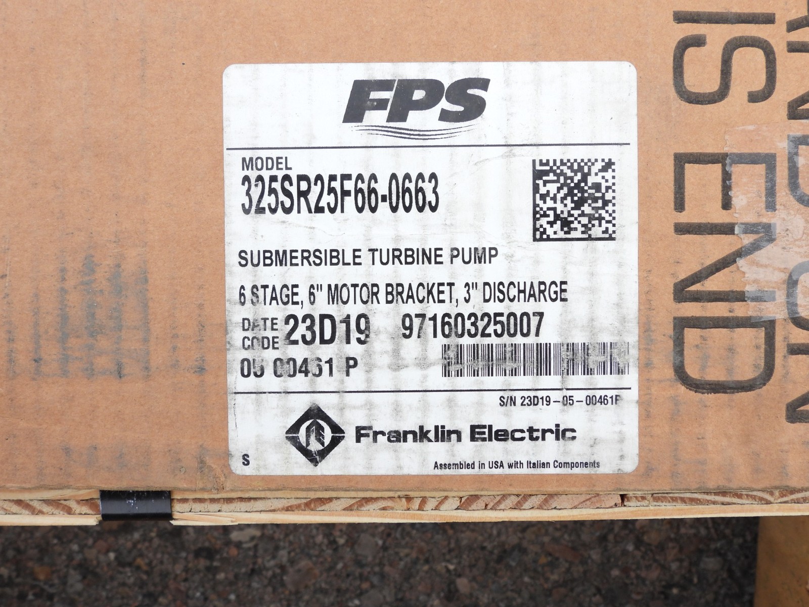 New Franklin 97160325007, 6" Submersible Turbine Pump 25 HP 325 GPM 6-Stage