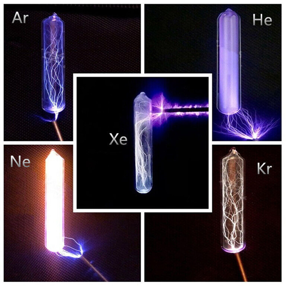 5 Rare Luminous Gas In Sealed Glass 99.999% Pure Krypton Helium Neon Argon Xenon