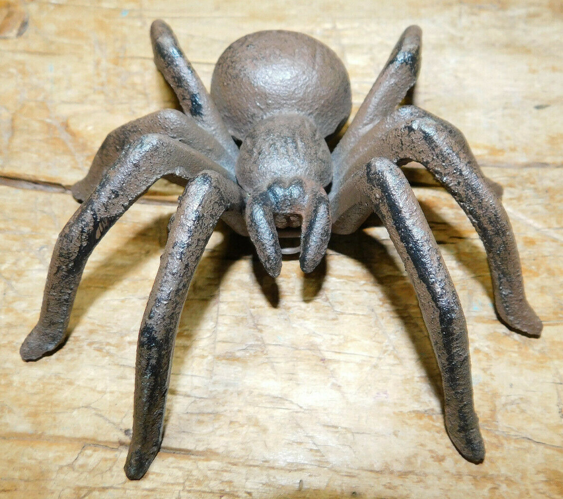 HUGE Cast Iron UGLY SPIDER Doorstop Statue Paper Weight Garden Decor TARANTULA