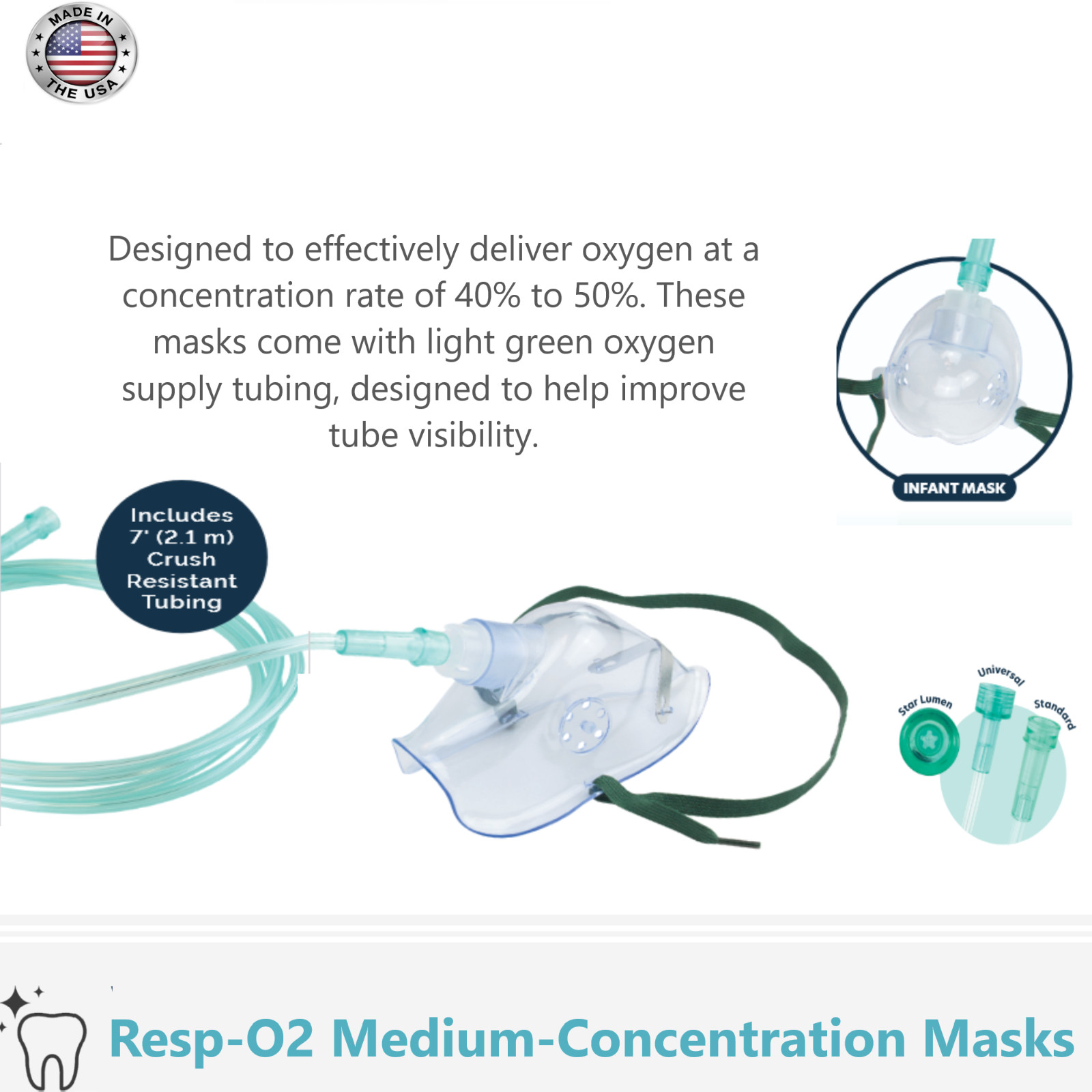 Adult Aerosol Mask with 6cc Cup 7' Standard Tube Connector Replacement -1/Pk