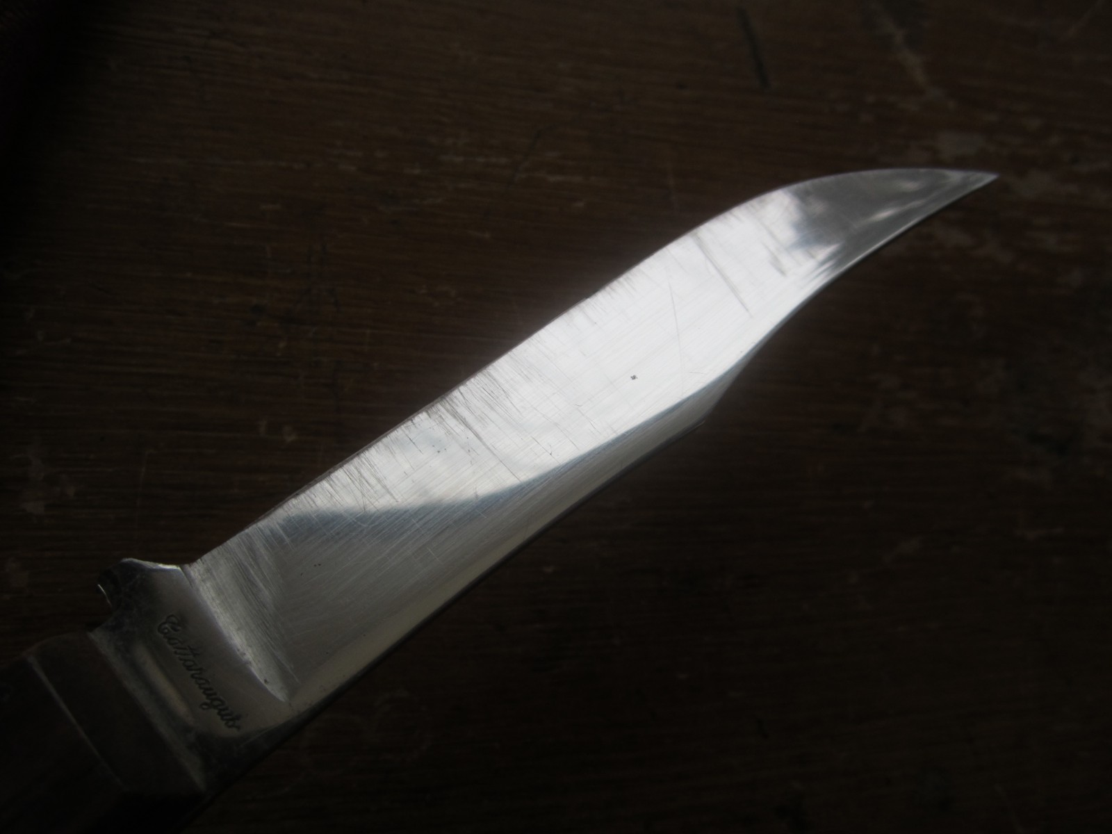 CATTARAUGUS KNIFE - MAHOGANY HANDLE & ORIGINAL LEATHER SHEATH