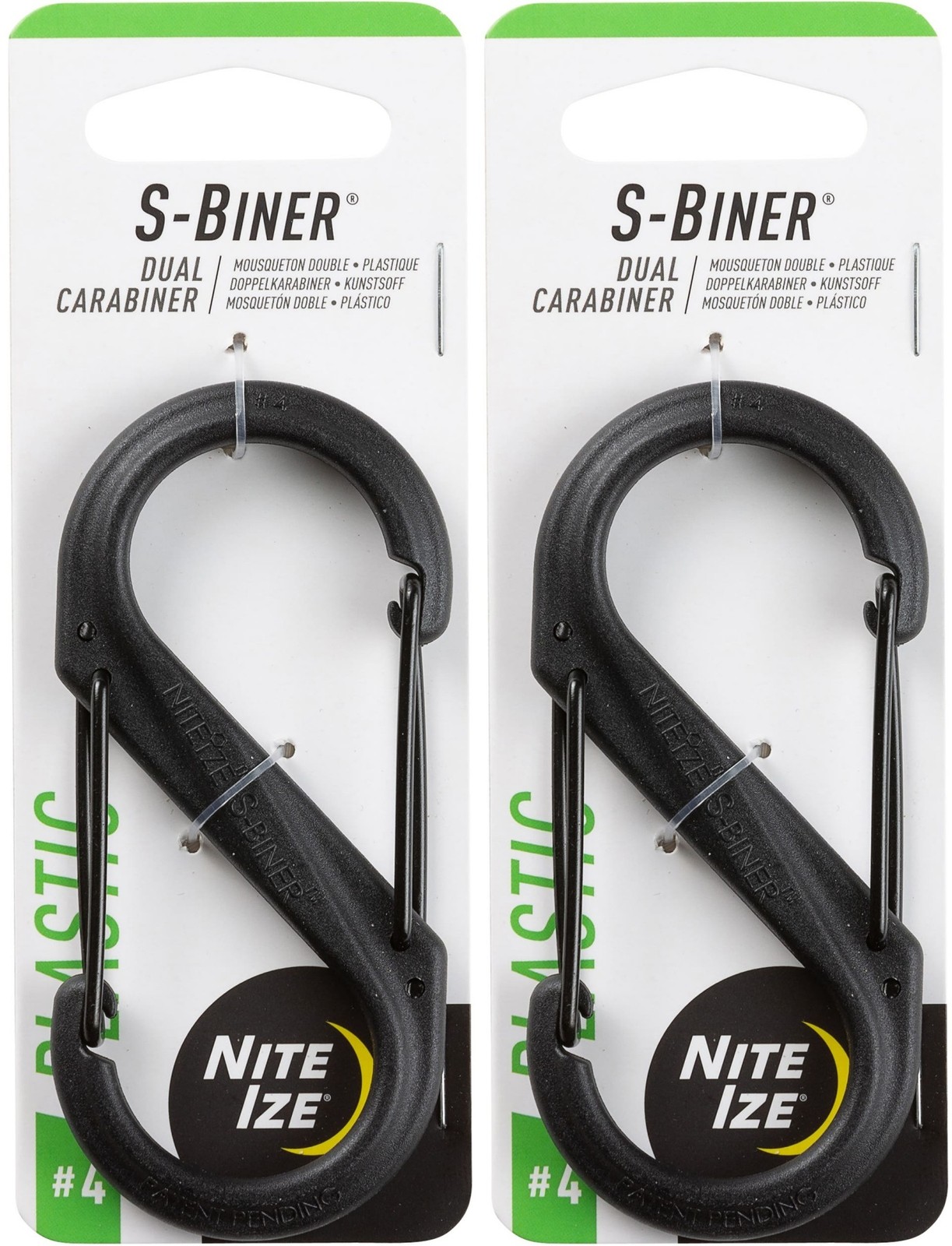 Nite Ize S-Biner Plastic Dual Carabiner #4 - Black (2-Pack)