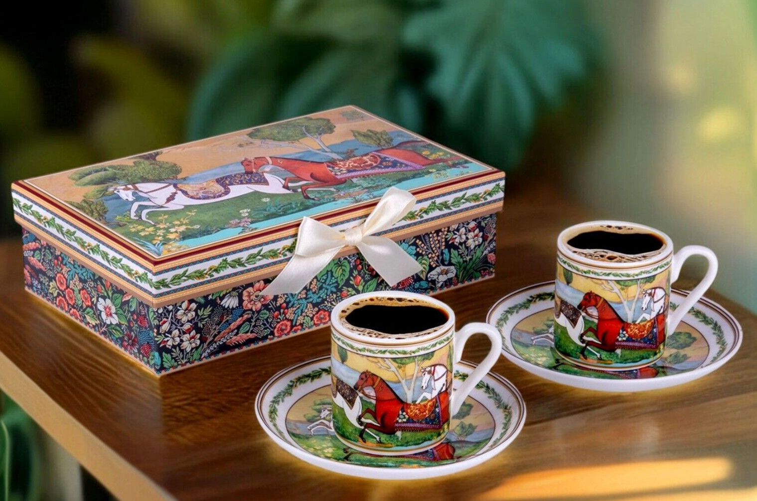 Running Horse Bone China Espresso Cup Set Luxury Demitasse Coffee Cups Set 100ml