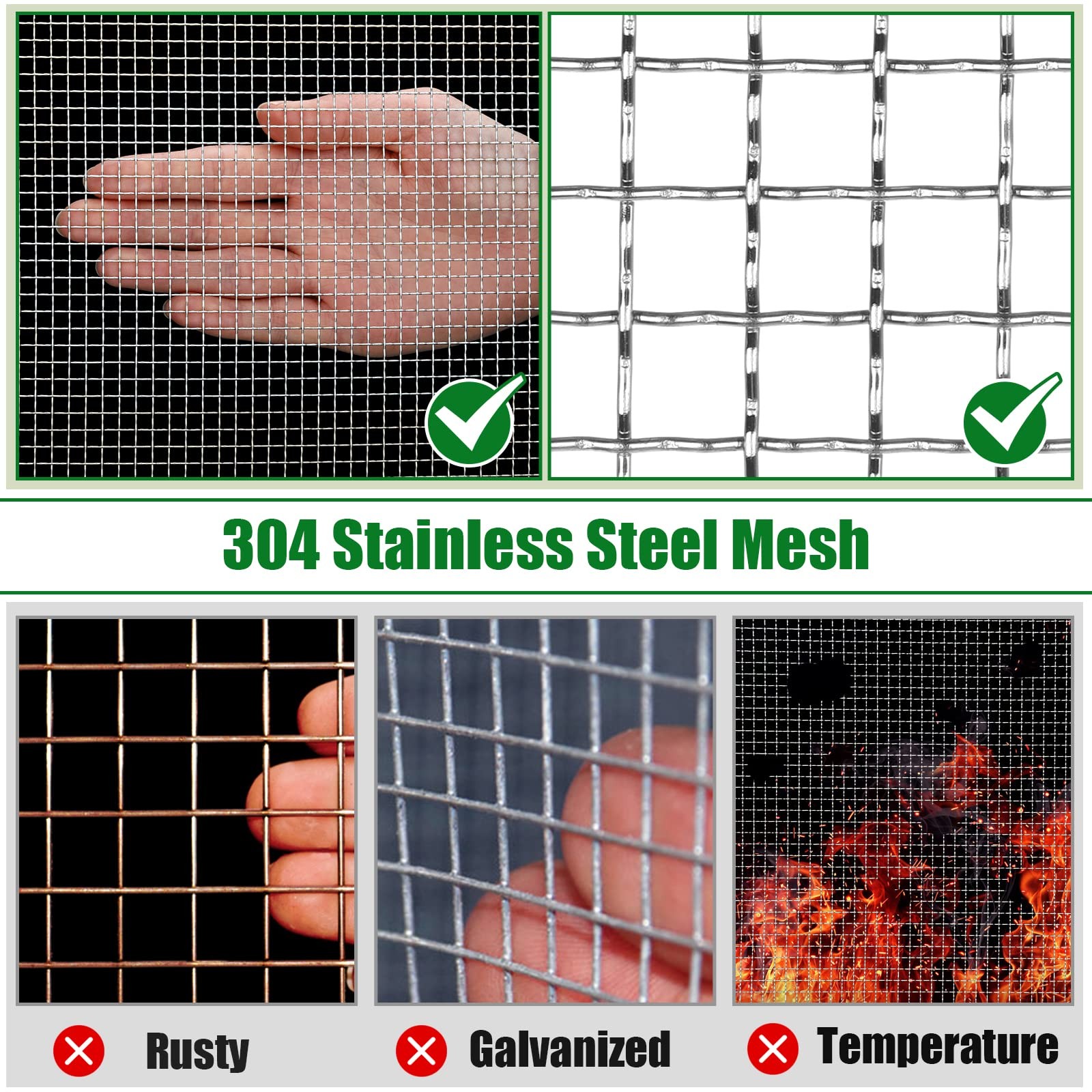 Stainless Steel Woven Wire Mesh (filter grading sheet) Metal Silk to Heavy Gauze
