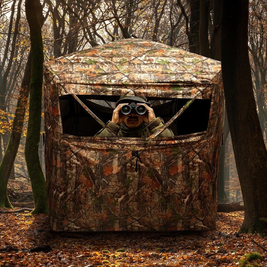 Hunting Blind 270/360 Degree See Through Ground Blind，2/3 Person 300D