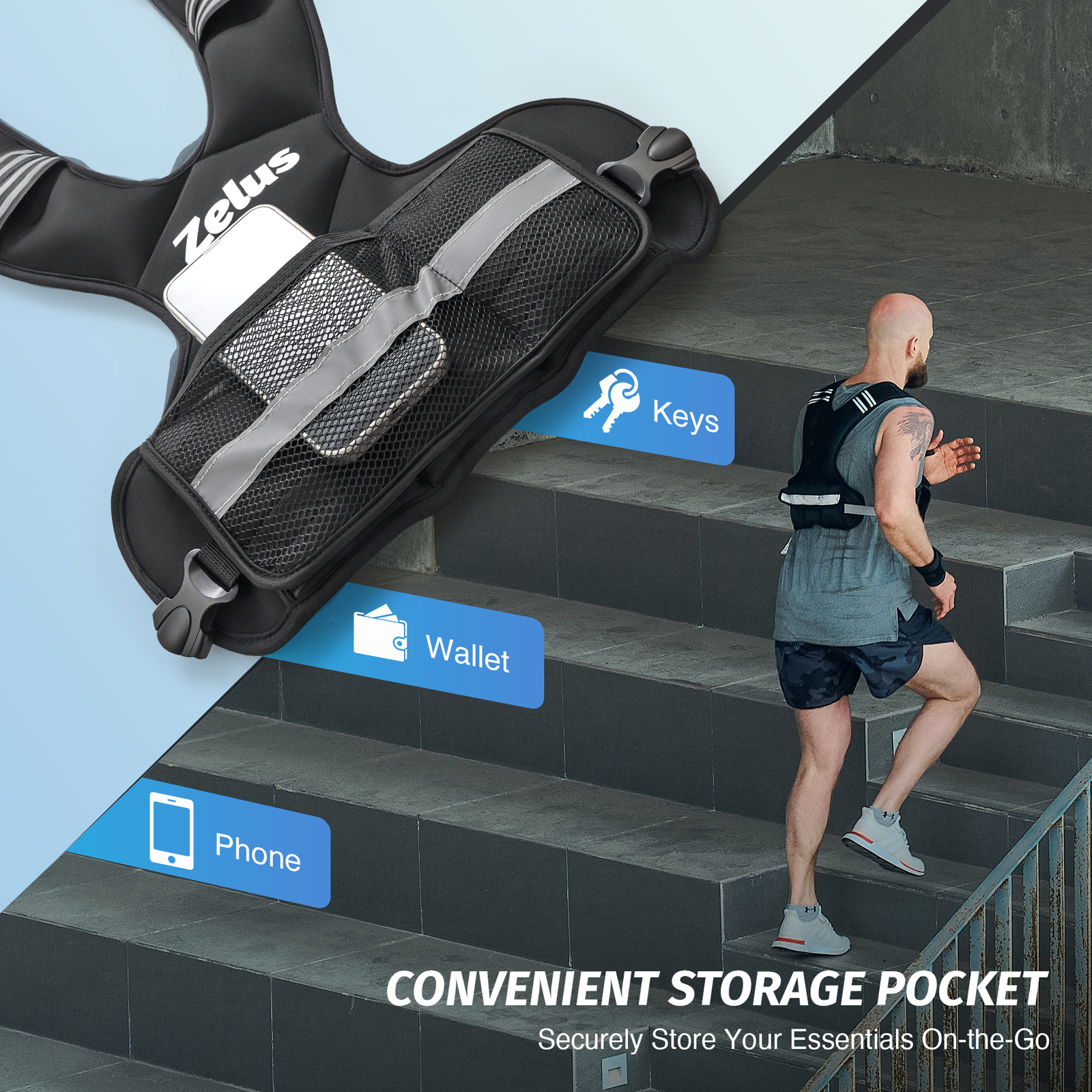 ZELUS 4-10lb/11-20lb/20-32lb Weighted Vest Vest with 6 Weights for Home Workouts