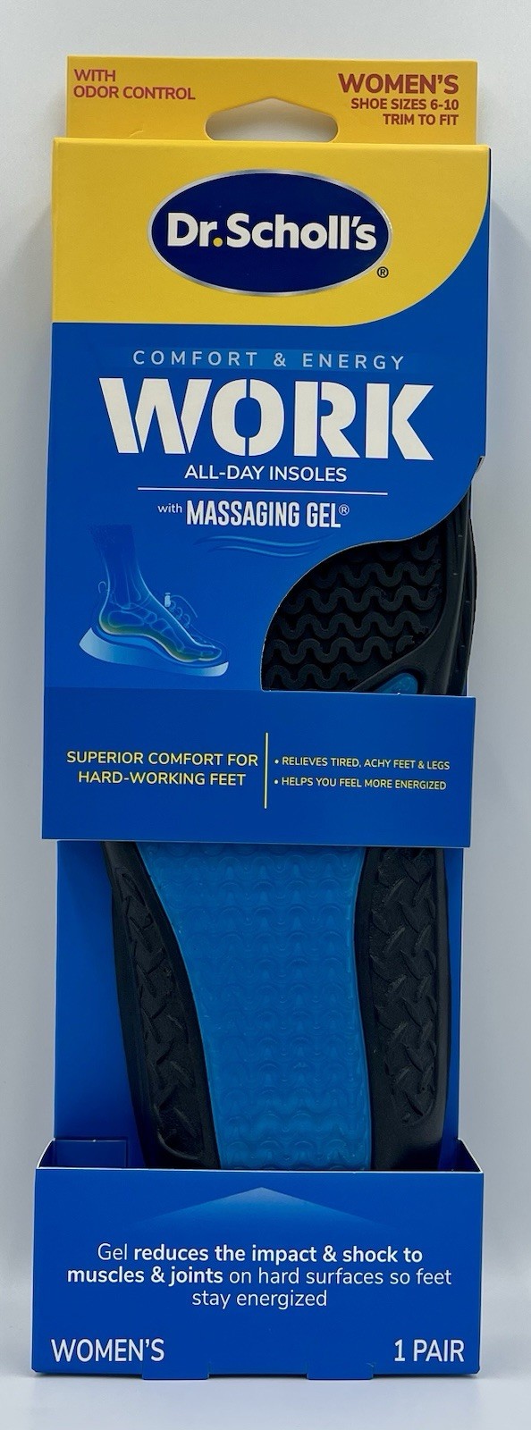 3 Pairs: Dr Scholl's Work Massaging Gel Insole Women's Size 6-10 (0646) E5A