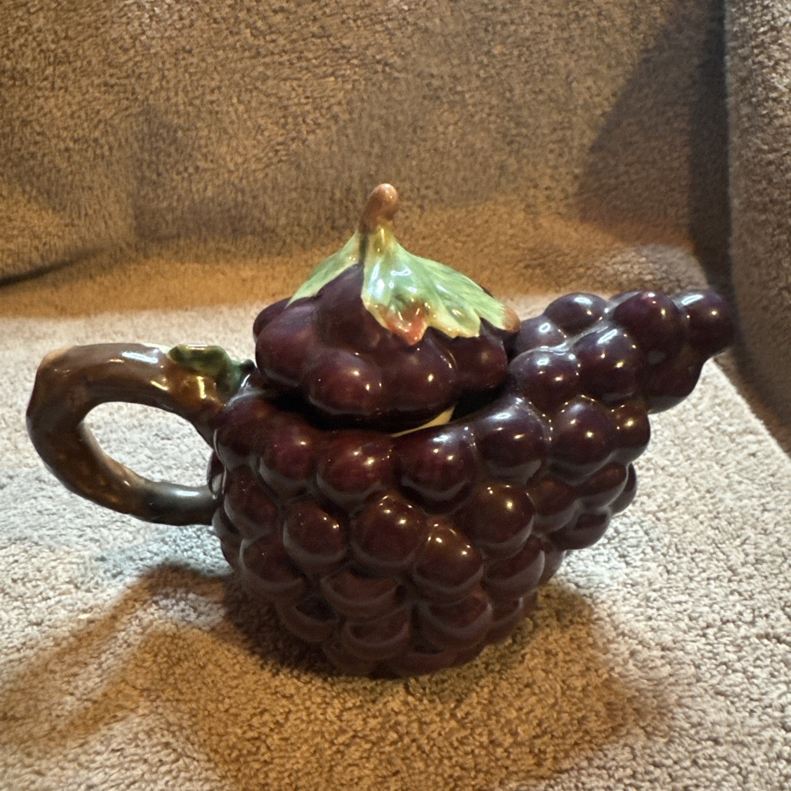 Vtg Lot 6 Ceramic Fruit Teapots: Pear P/apple Peach Pomegranate Watermelon Grape