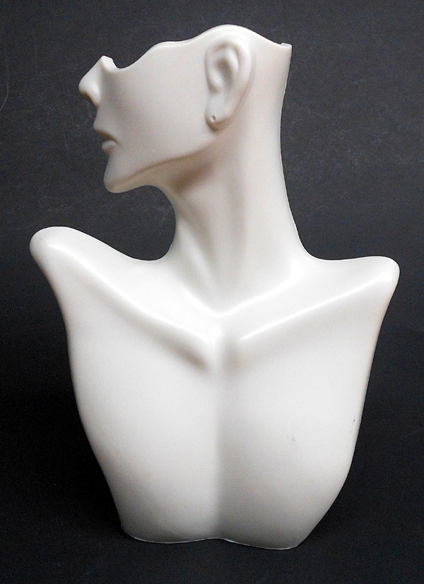 Jewelry Bust Display Stand Art Deco Style White Resin Necklace & Earring
