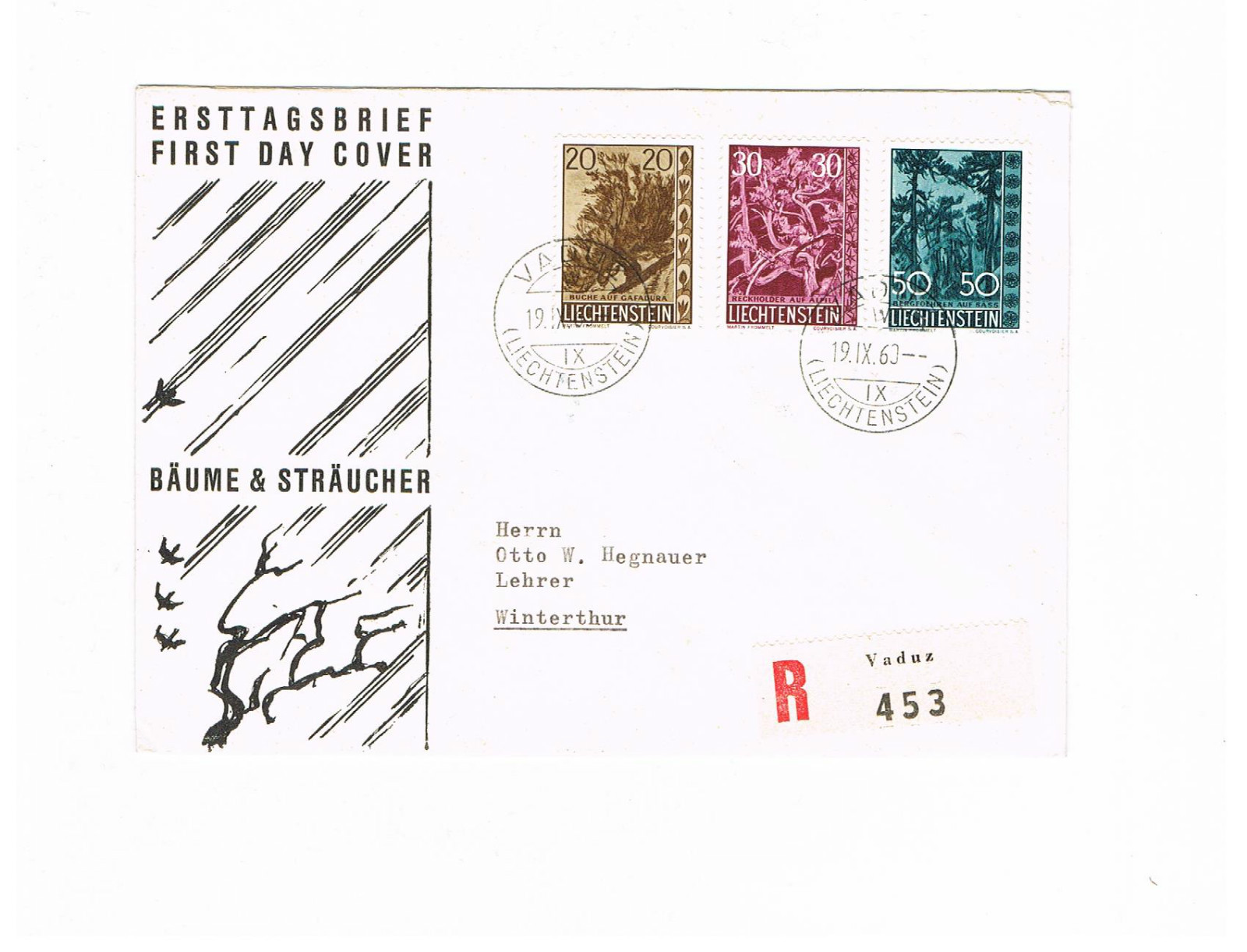 Liechtenstein MiNr. 399 - 401 On FDC R-Letter Registered To Switzerland