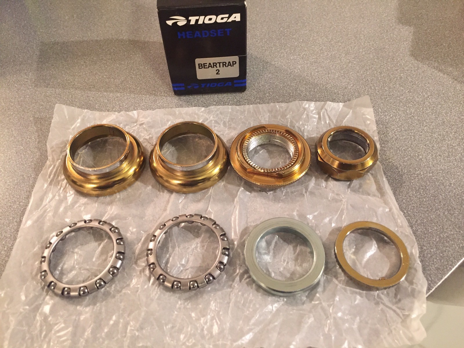 OLD SCHOOL BMX TIOGA BEARTRAP 2 HEADSET GOLD 1" threaded NEW tange gt
