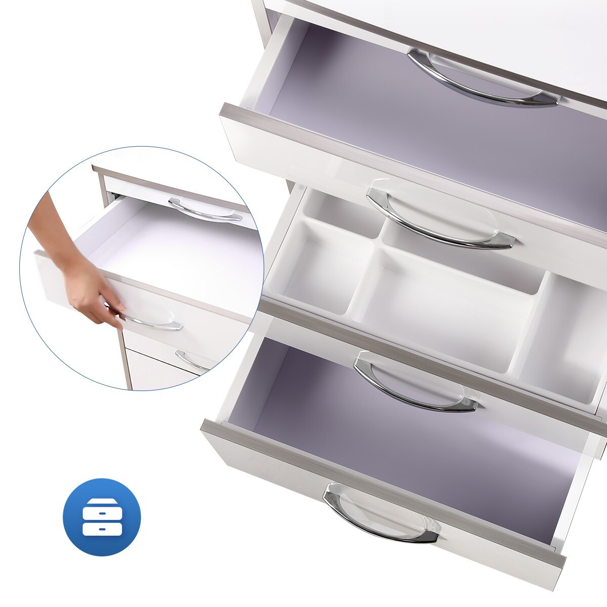 Dental Cart Storage Cabinet 3Drawers Mobile Utility Cart Medical Cabinet Trolley