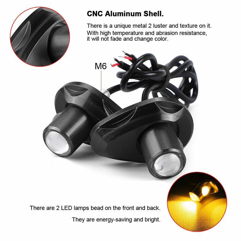 2X Universal Mini LED Motorcycle Turn Signals Indicator Amber Blinker Light Lamp