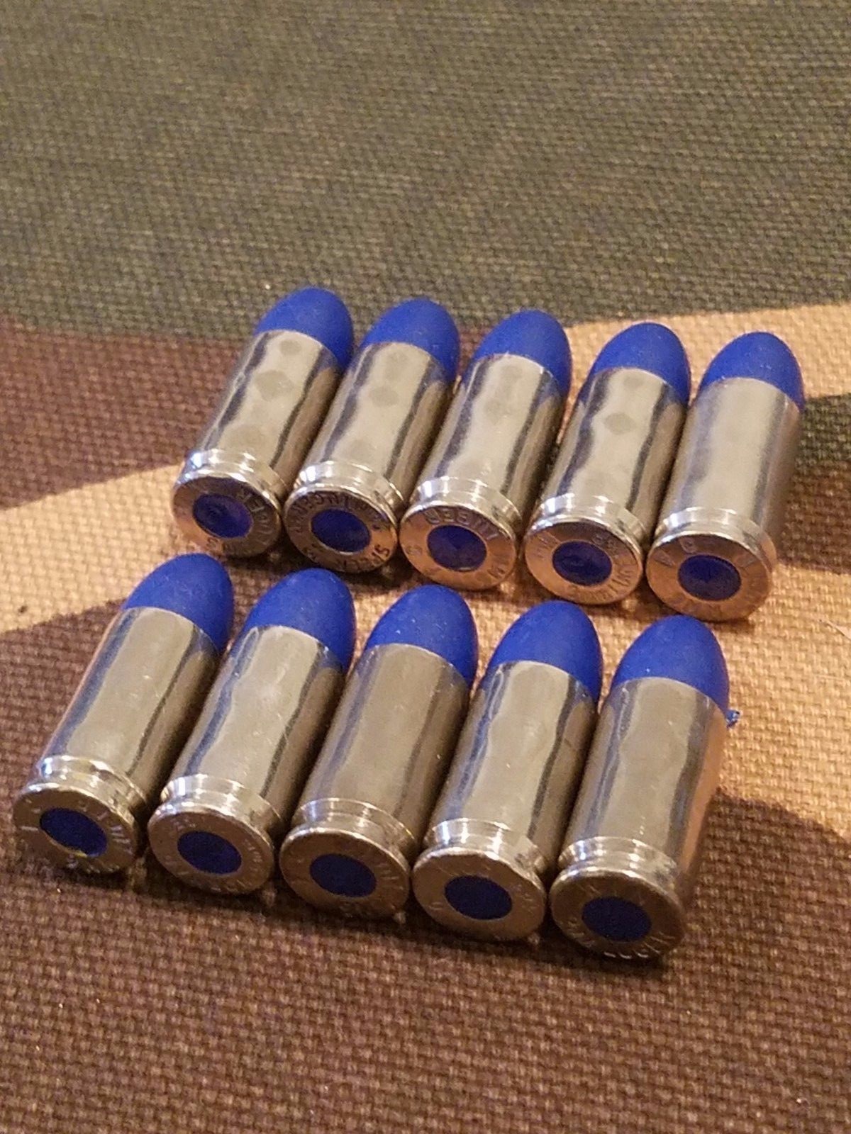 9MM LUGER SNAP CAPS SET OF 10, 124GR. (BLUE+NICKEL)