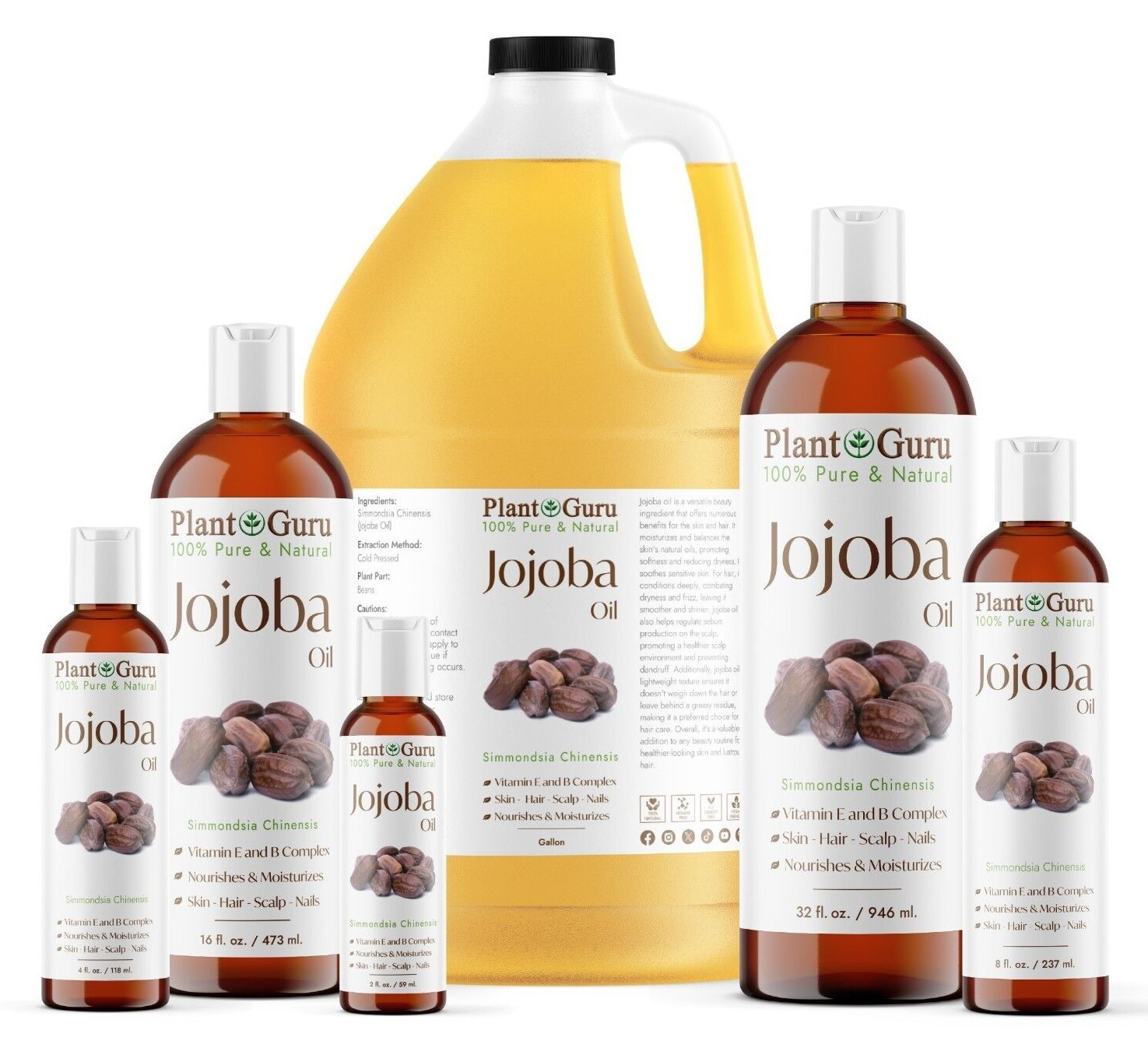 Golden Jojoba Oil Cold Pressed 100% Pure Natural For Skin Face Hair Massage
