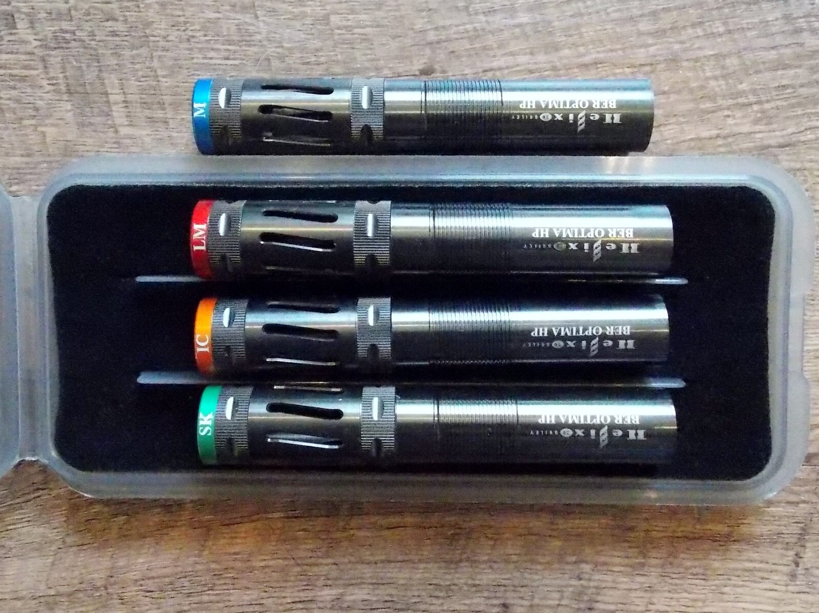 SET OF 4 BRILEY BLACK OXIDE HELIX PORTED BERETTA OPTIMA HP CHOKE TUBES WITH CASE