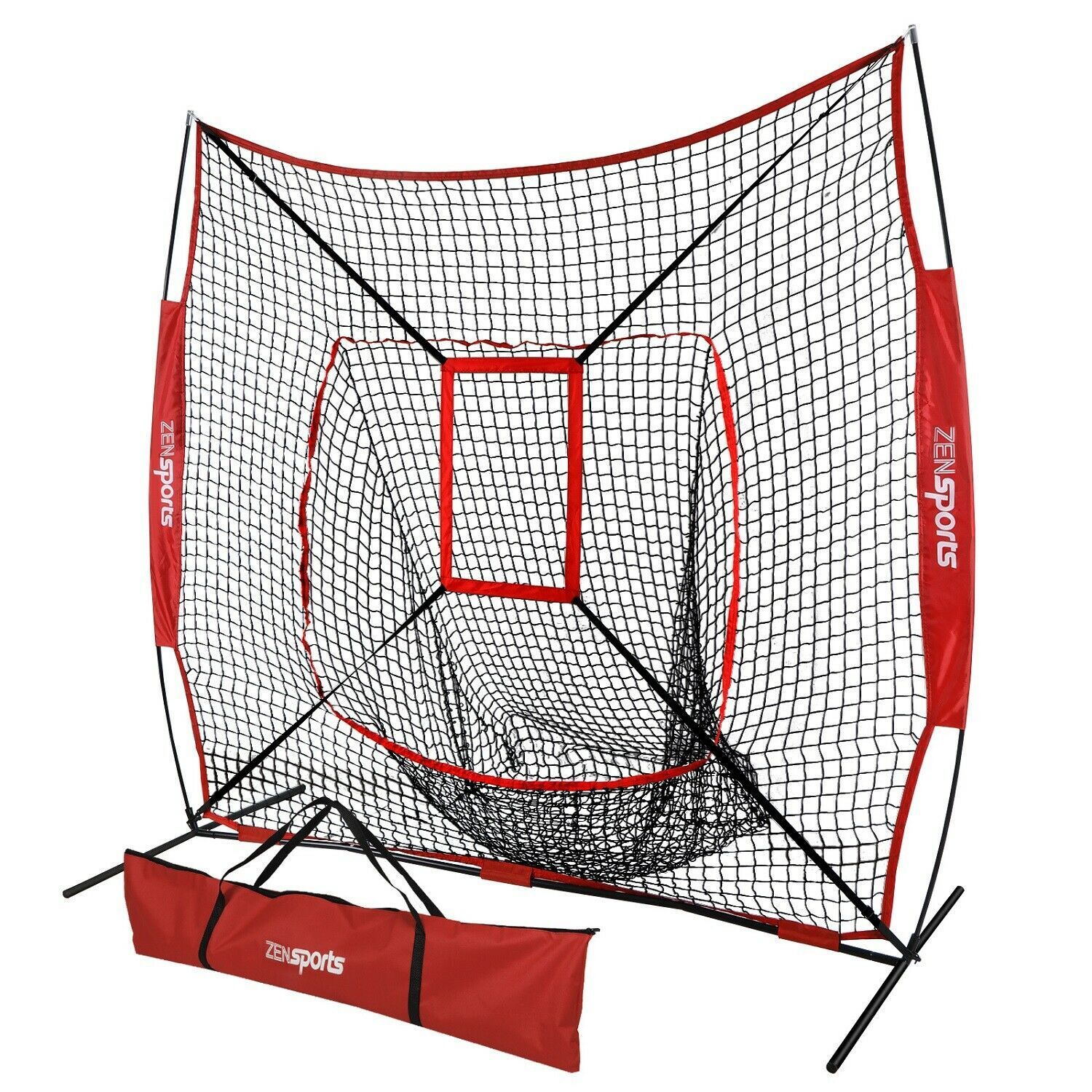 Portable 7x7’ Baseball Softball Practice HittingTraining Net w/ Strike Zone &Bag