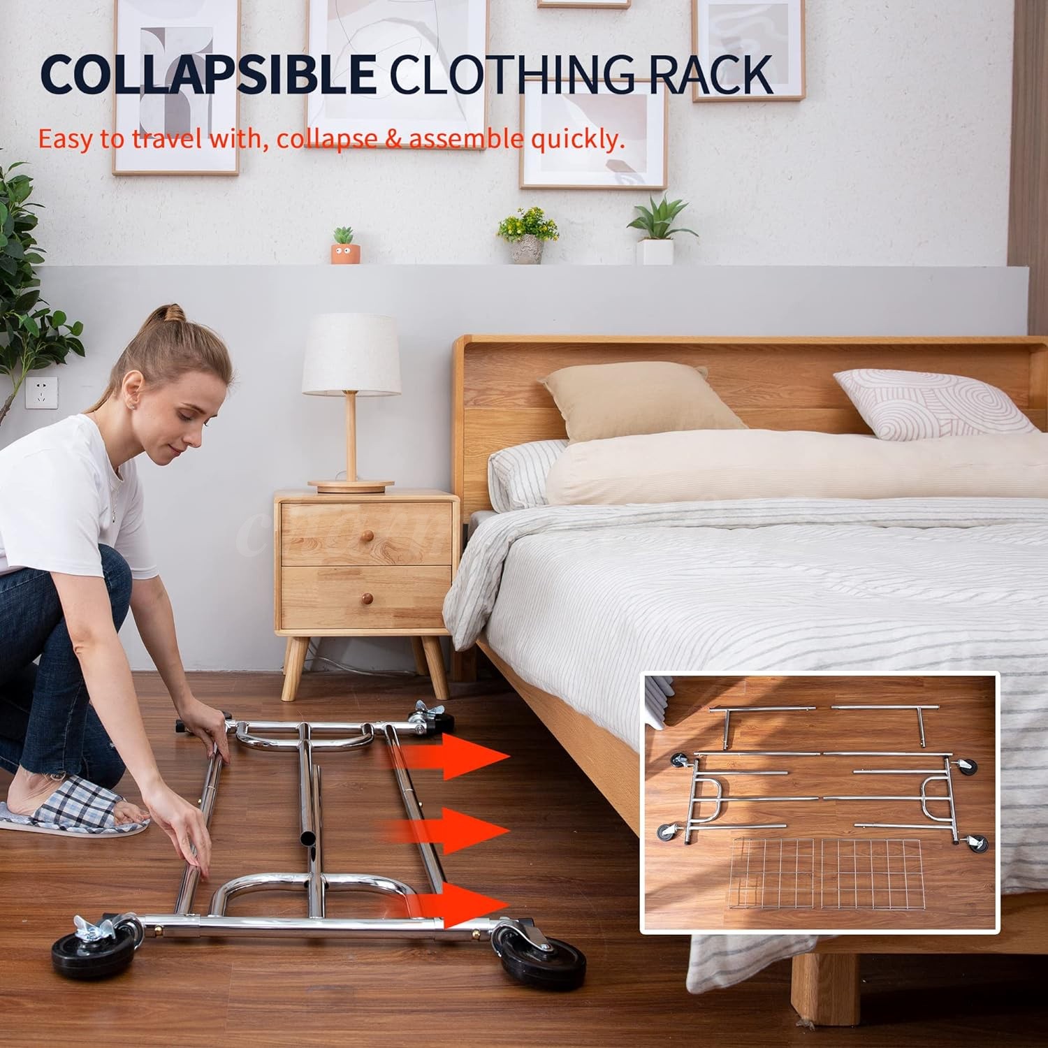 450lbs Heavy Duty Commercial Clothing Garment Rack Rolling Collapsible Chrome US