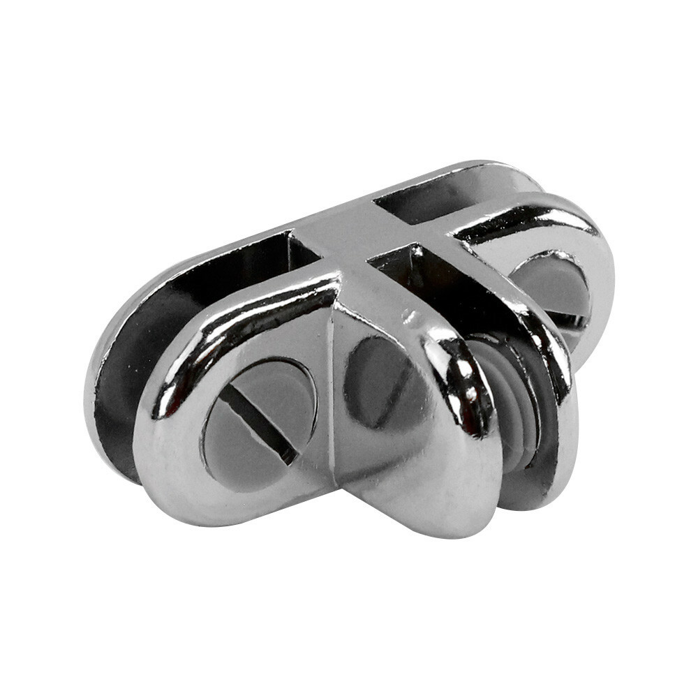 5 Pc Chrome 3 Way Glass 3/16'' Use Cubic Cubbie Connector Clip Tempered Glass