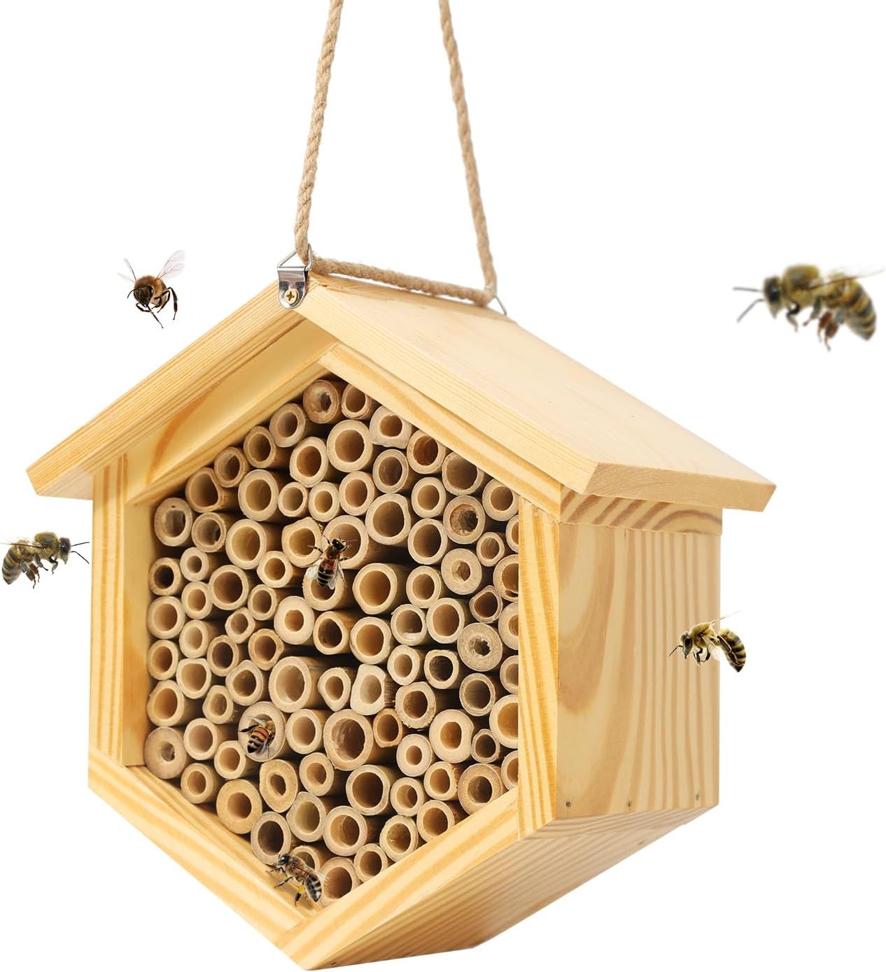 Mason Bee House Native Bee Hive Hexagon Bee House Handmade Wooden Mason Bee Box