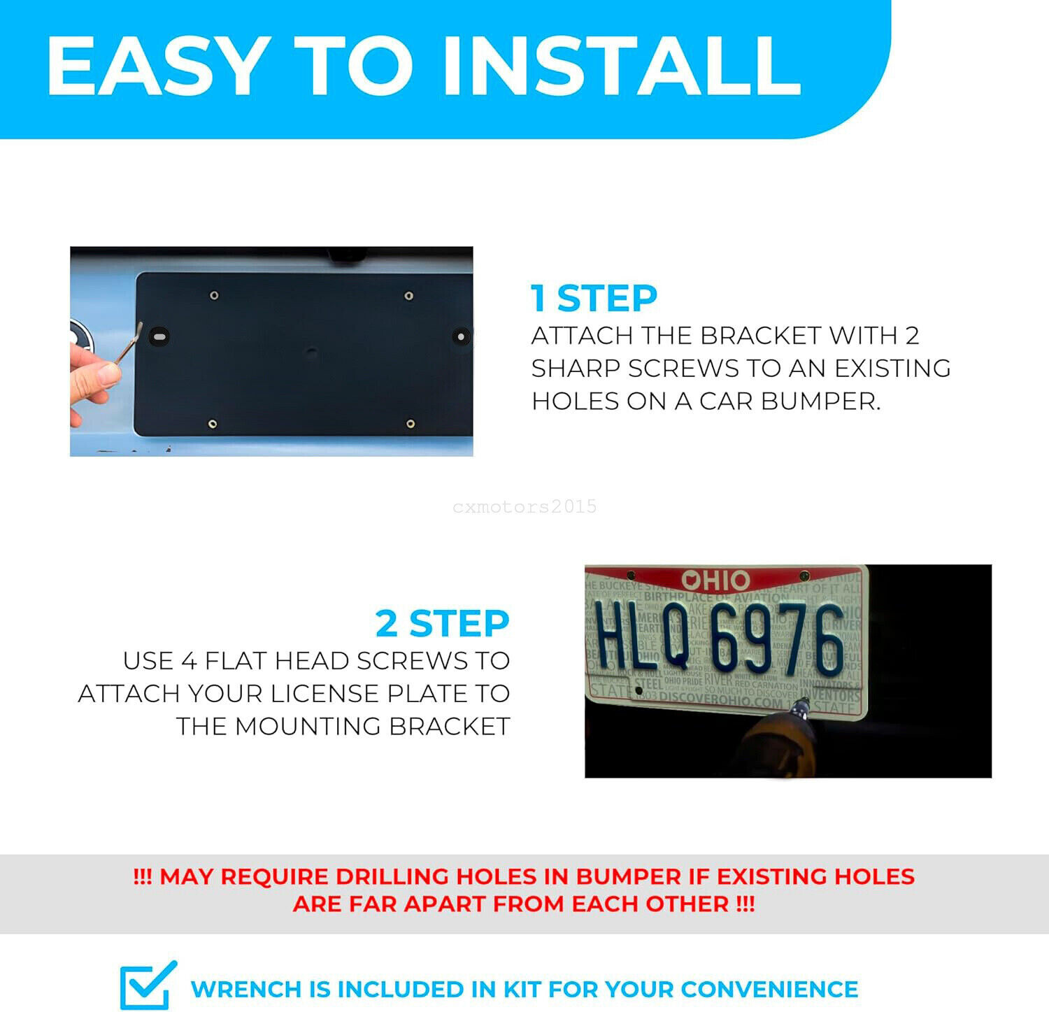 Rear Bumper License Plate Bracket Tag Holder for 2013-2023 Audi A4 A5 A6 A7 A8