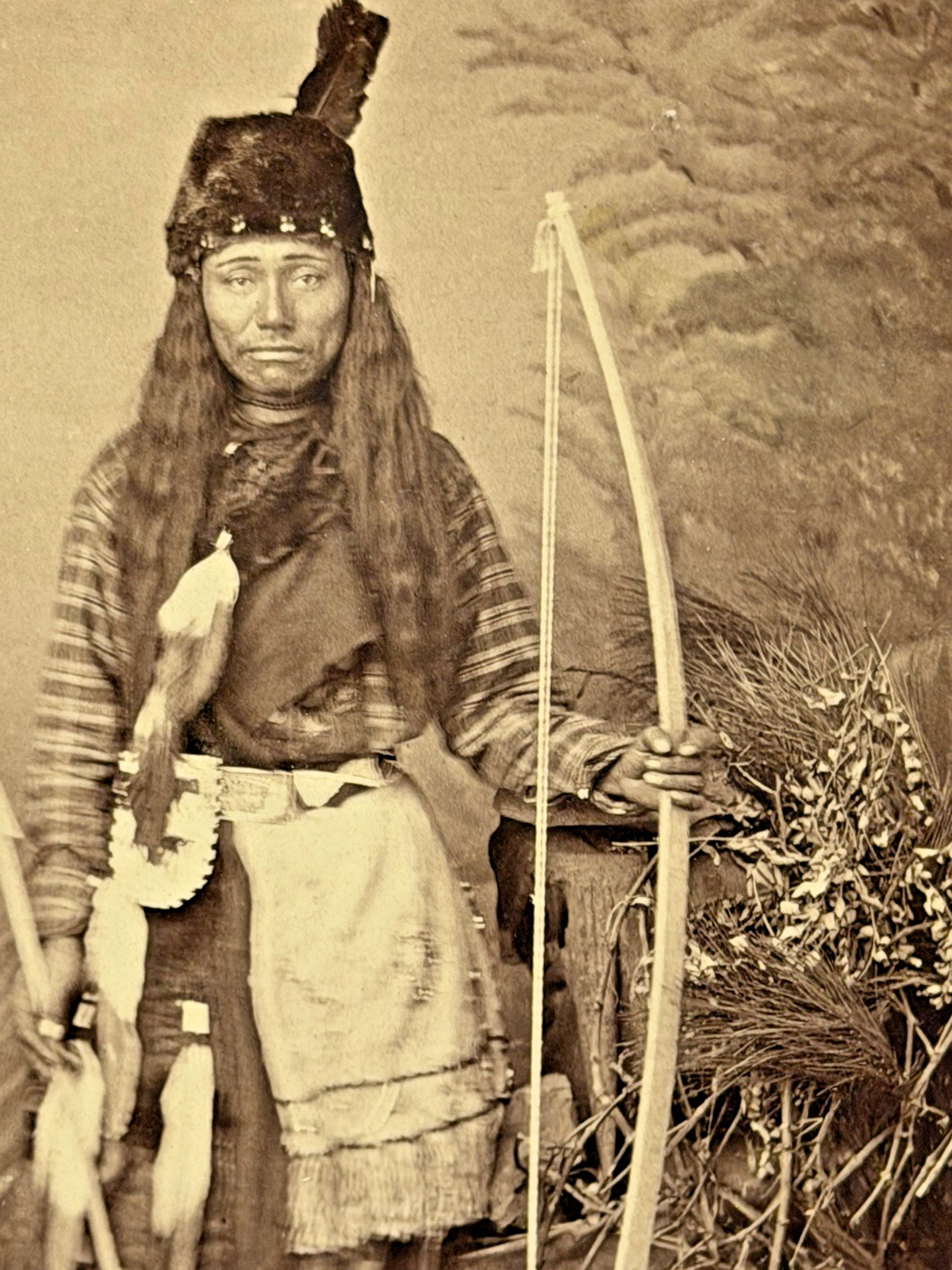 Antique Native American Indian Cabinet Card Photograph of Yaqui Tribe Individual