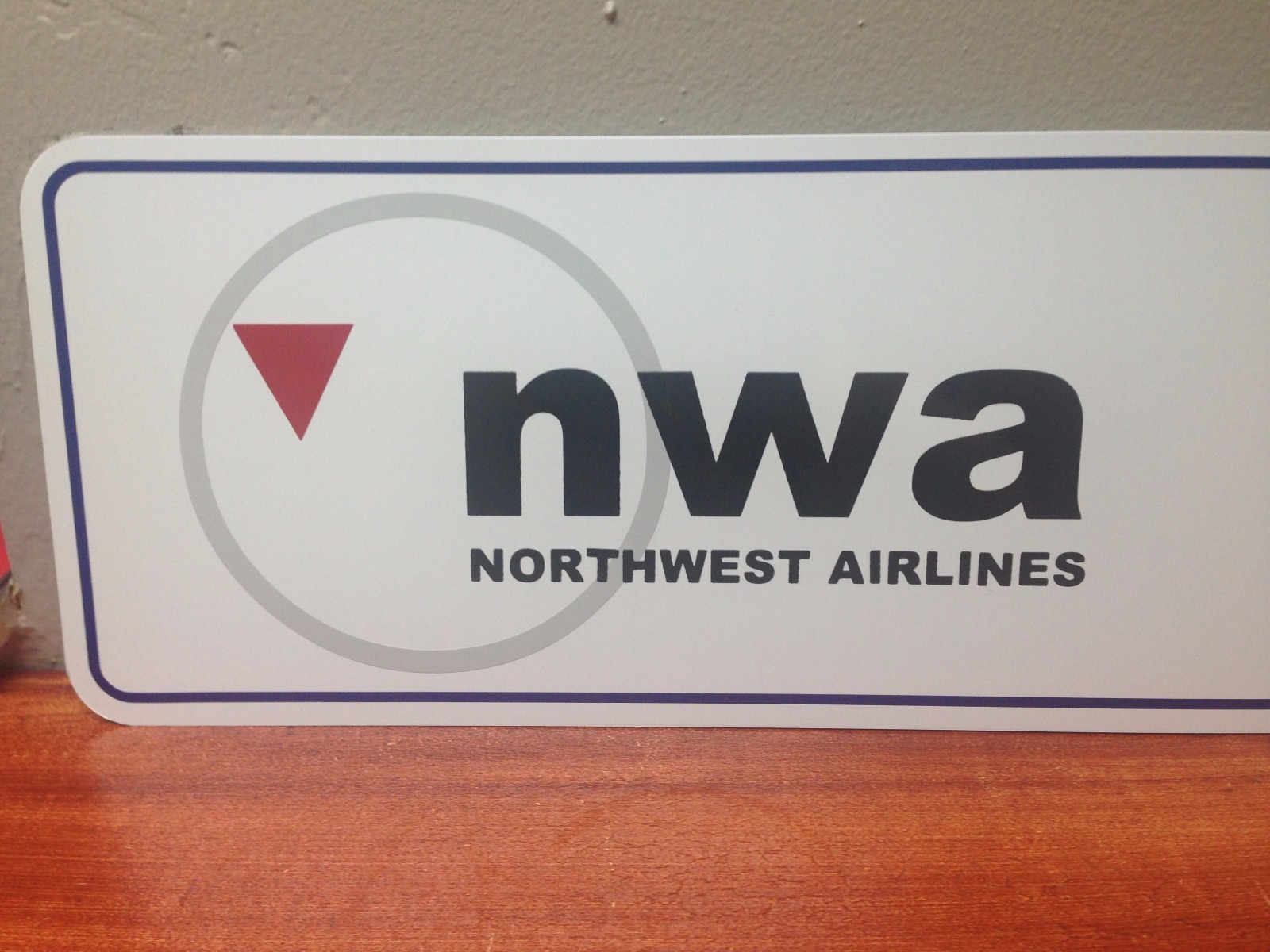 nwa Northwest Airlines vintage metal sign 6" x 24"