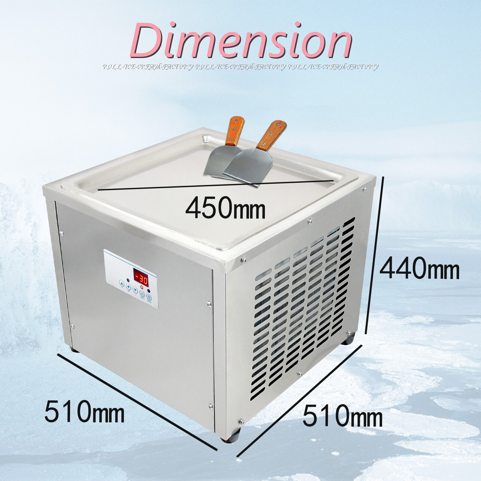 Kolice USA Countertop commercial single square roll ice cream machine 45x45cm