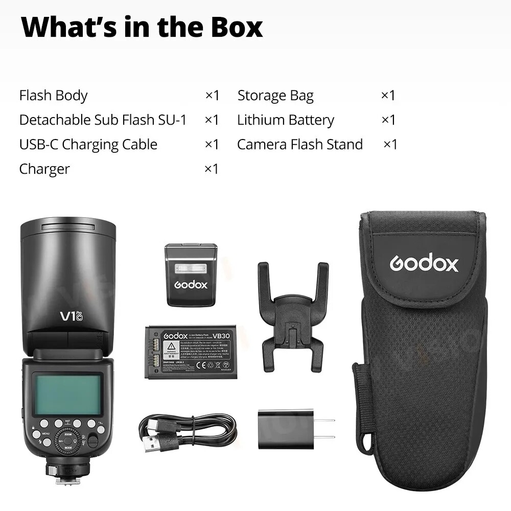 US Godox V1 Pro C V1Pro-C 2.4 TTL HSS Round Head Flash Speedlite Fr Canon Camera