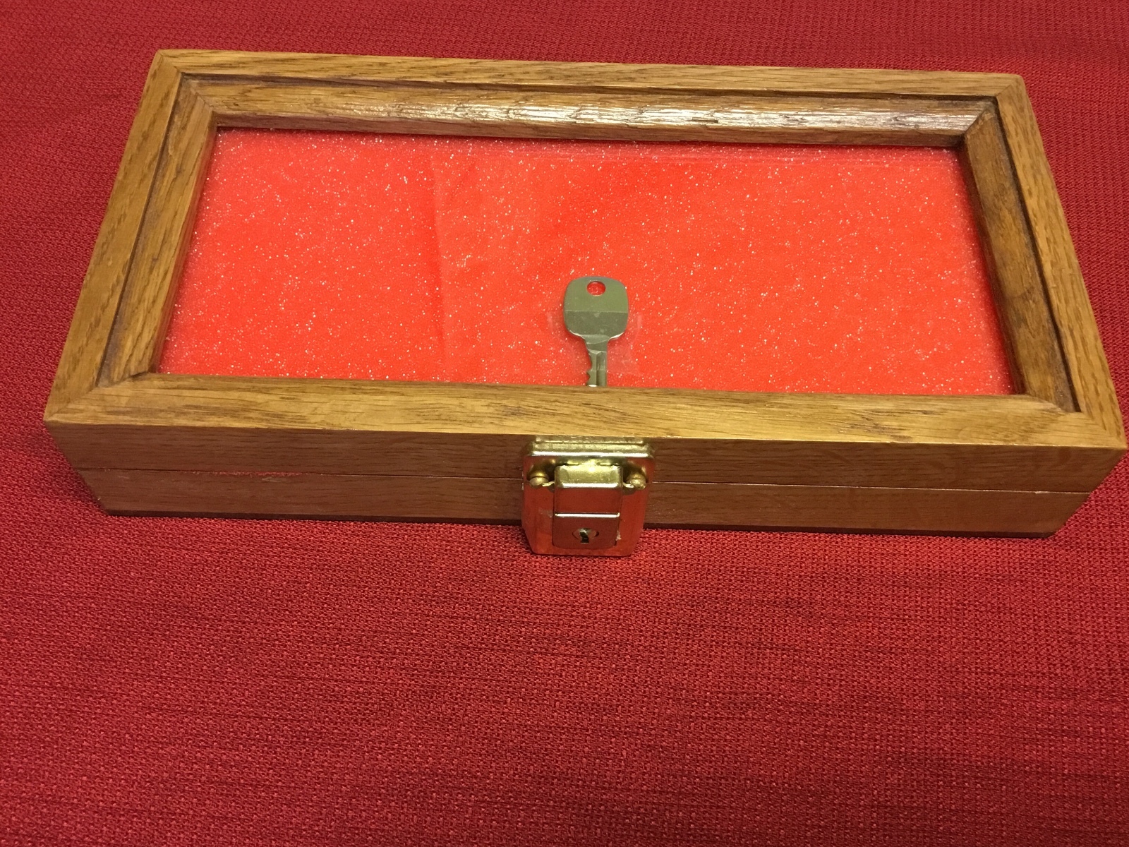 Oak Wood Display Case 5 x 10 x 2 for Arrowheads Knifes Collectibles & More