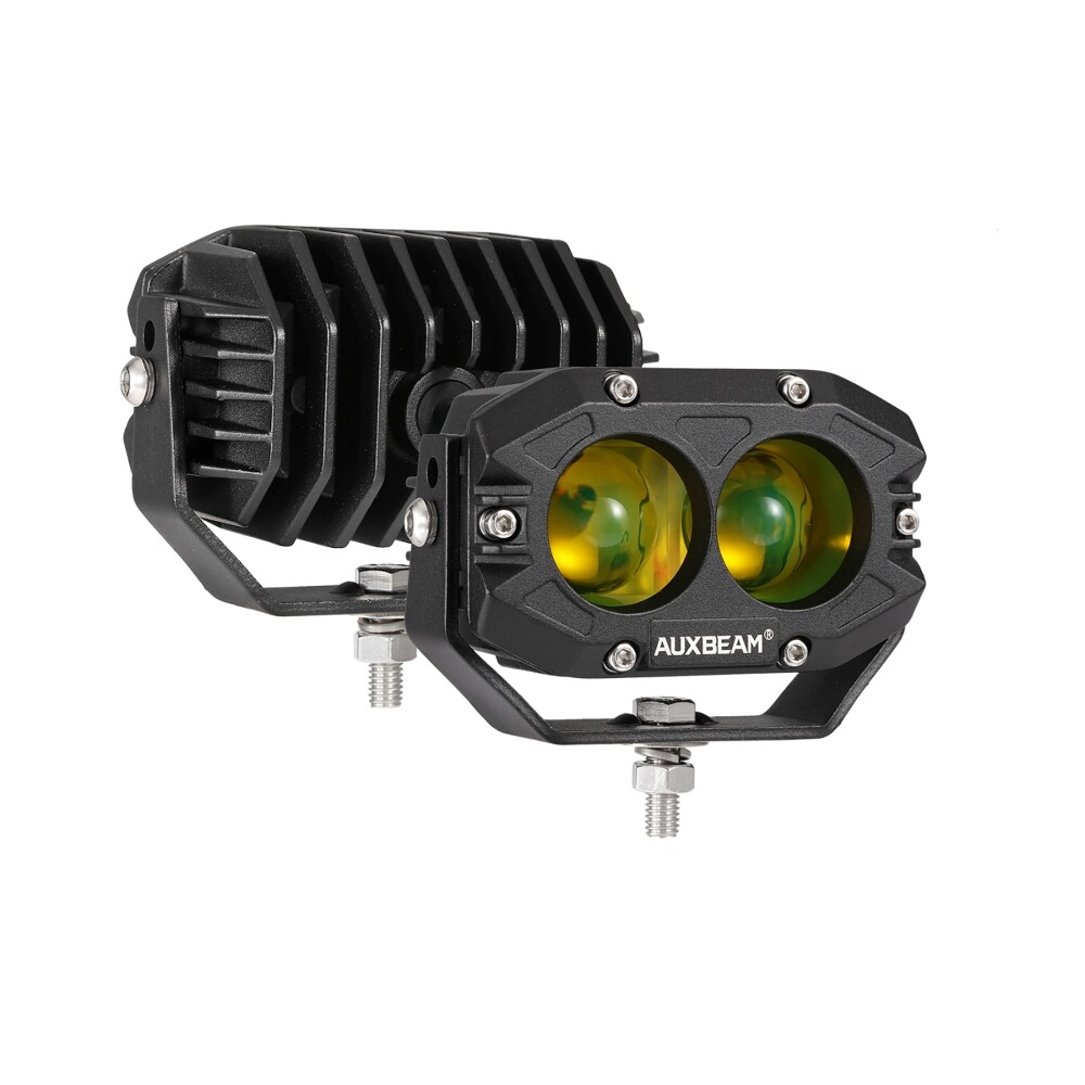 AUXBEAM 4" LED Pods Light Bar Amber Yellow Fog Lamp Offroad Driving Truck ATV