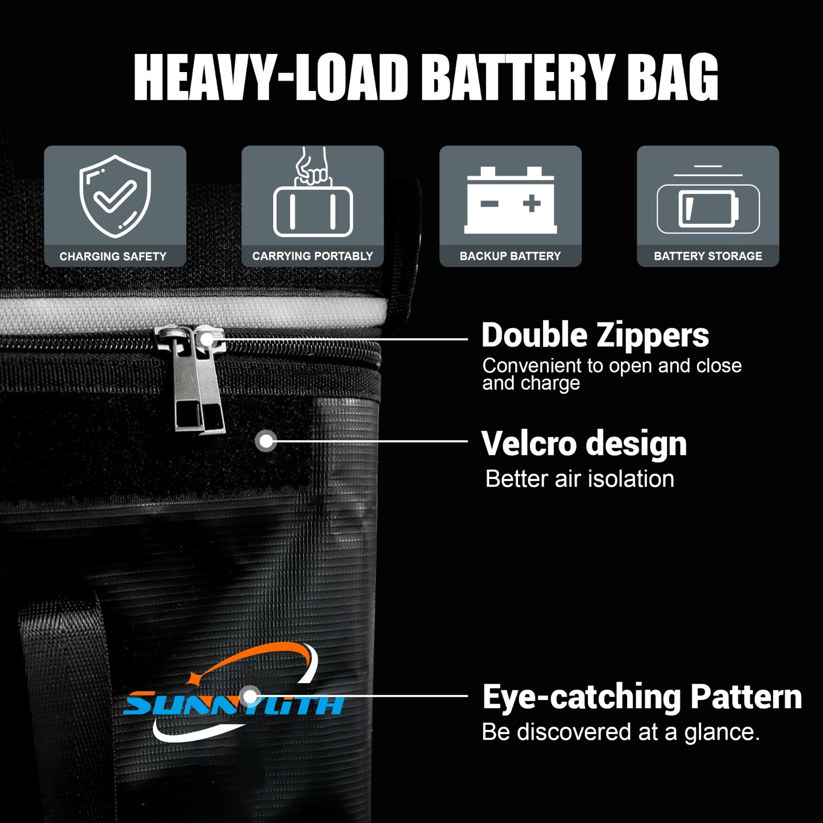 Safe Bag 12V Battery LiFePO4 Lithium Battery Fireproof Waterproof Large Capacity