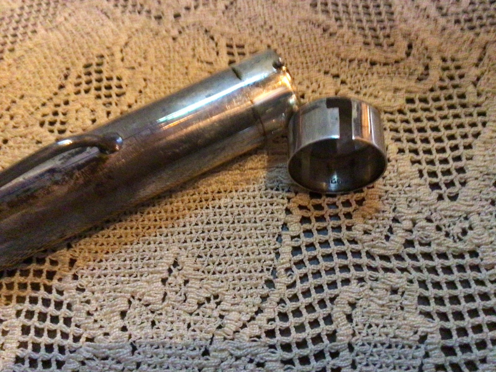 Vtg Sterling Taxco Mexico Signed TH-125 Silver Tube Cigar Holder Clip on Case