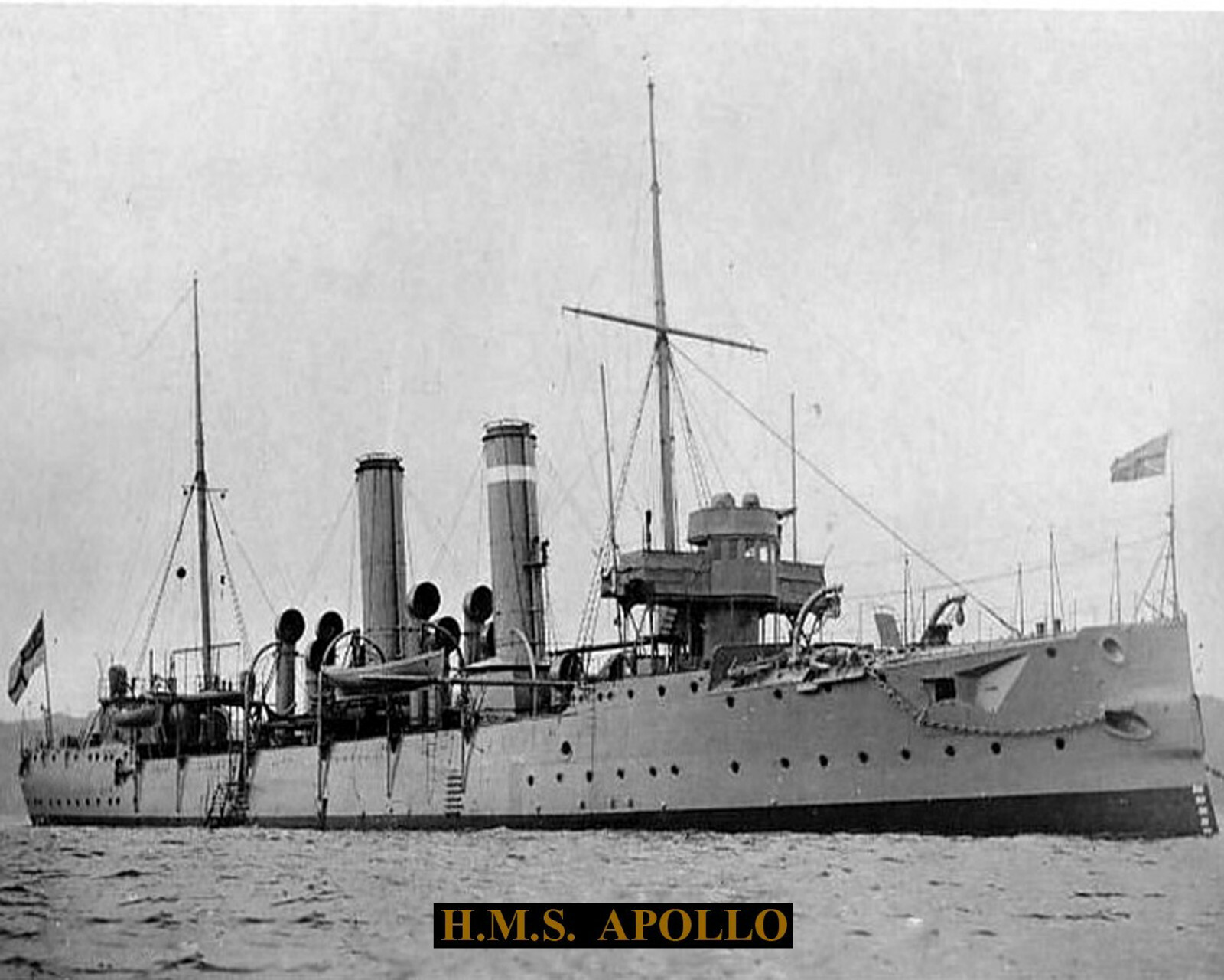 ROYAL NAVY CRUISER HMS APOLLO 1891   8 X10 PHOTOGRAPH  WITH BONUS STATS SHEET