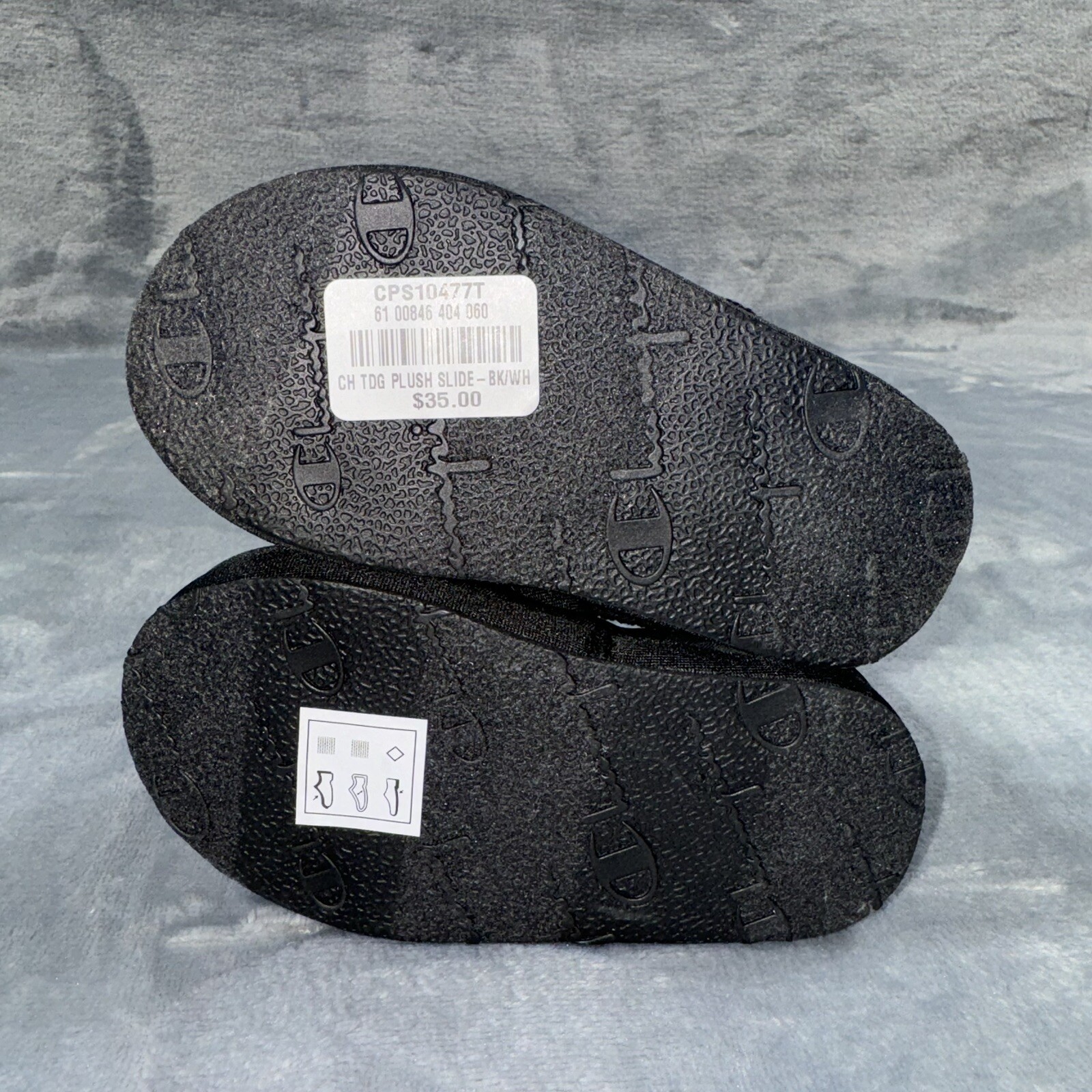 Champion Plush Core Slides Black White Gold CPS10477T Toddler NWOB