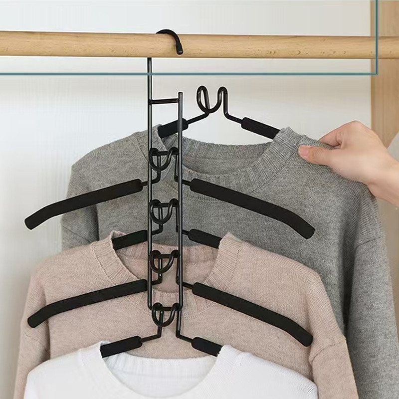 Multi Layer Clothes Hangers 5in1 Sweater Shirt Hanger Pack of 4 for Shirts Space