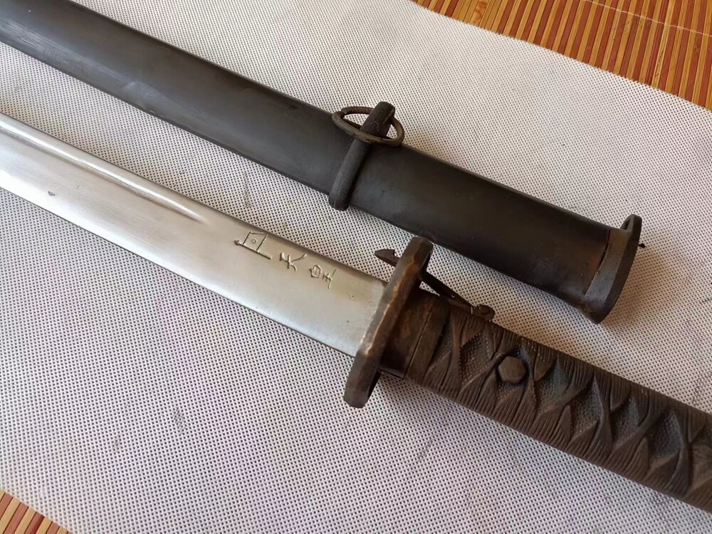 Vintage Military Sword Japanese Samurai Katana Copper Handle Metal Scabard