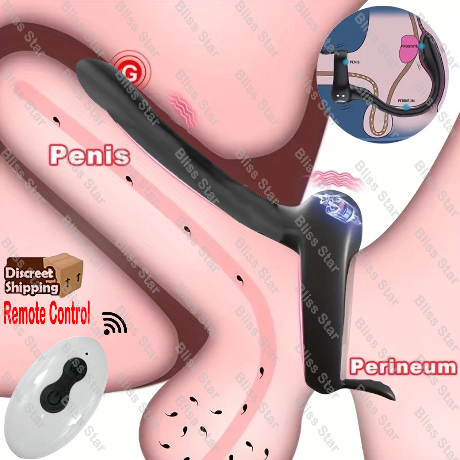 Vibrating Penis Cock Ring  Anal Plug Vibrator Prostate Massager Sex Toys For Men