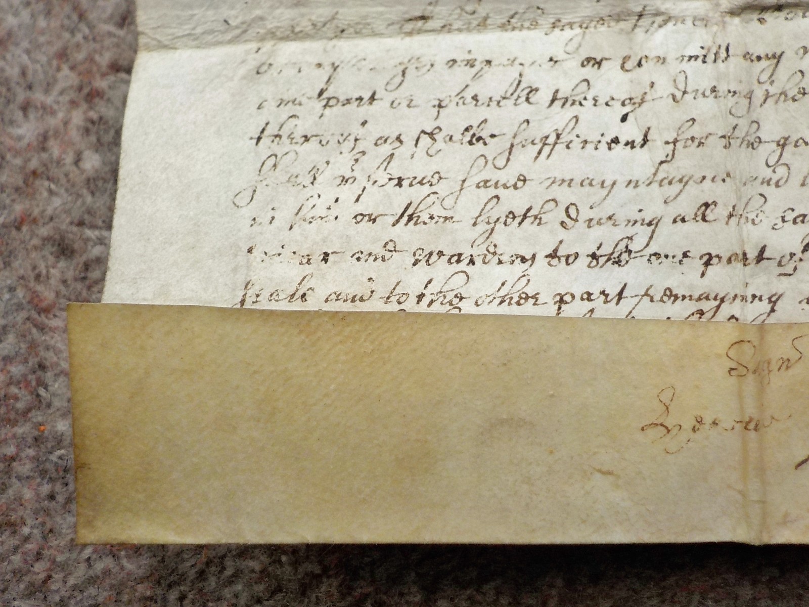 1648 Colmworth Bedfordshire Tideswell Grammar School land Vellum Deed Indenture