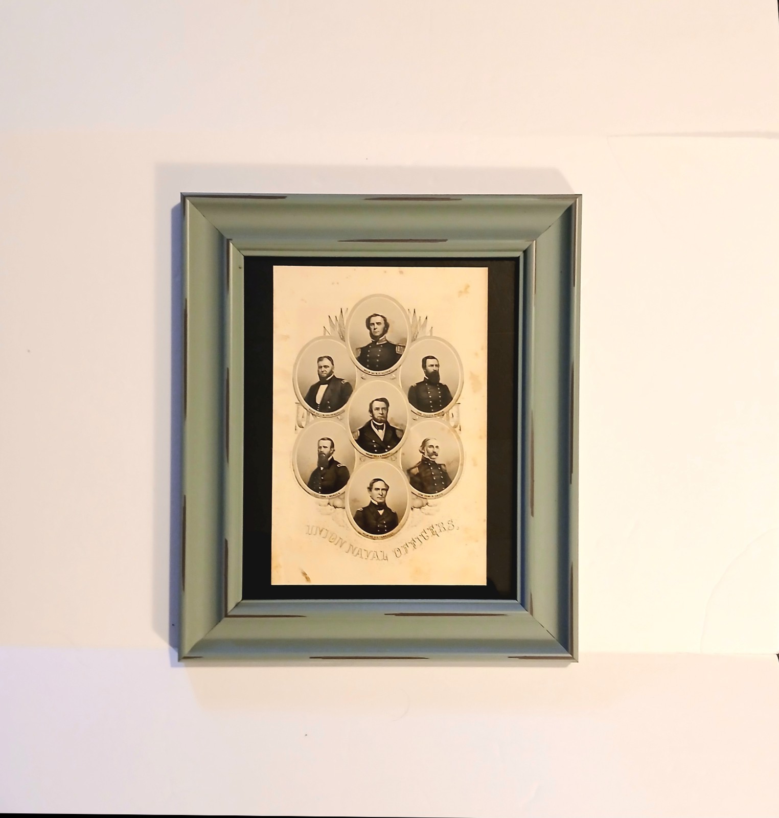 Framed 1862 Civil War Engraved Print Feat. Union Naval Commanders By J.C. Buttre