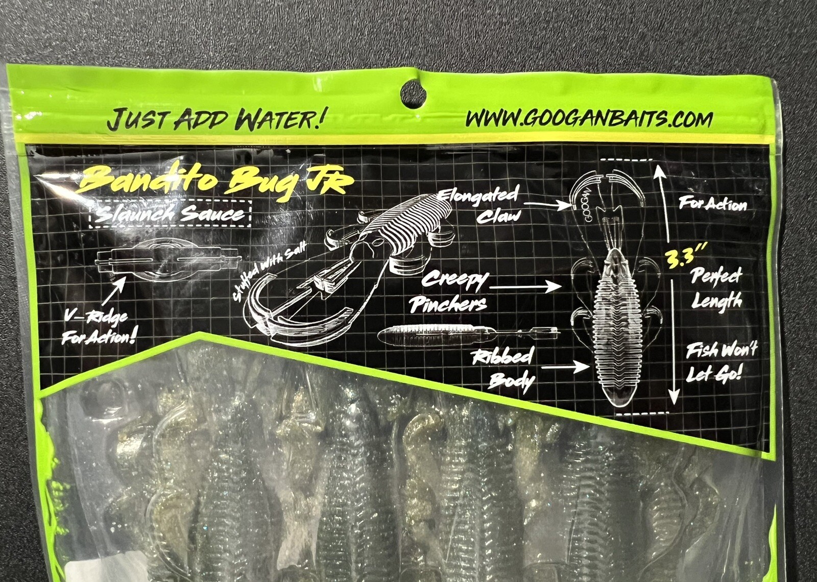9-Pack GOOGAN BAITS JR GBB-33-NAT Bandito Bug Jr 3.3" Natural Color Fishing Lure