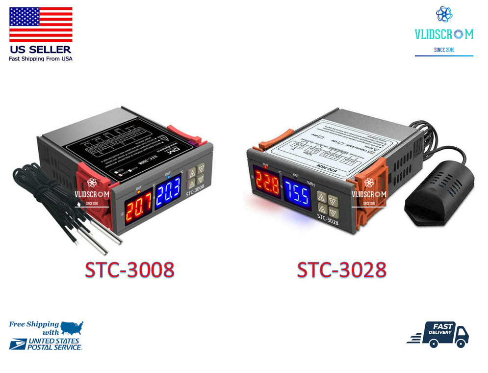 STC 3008/3028 Intelligent Digital Display Temperature Humidity Controller AC DC