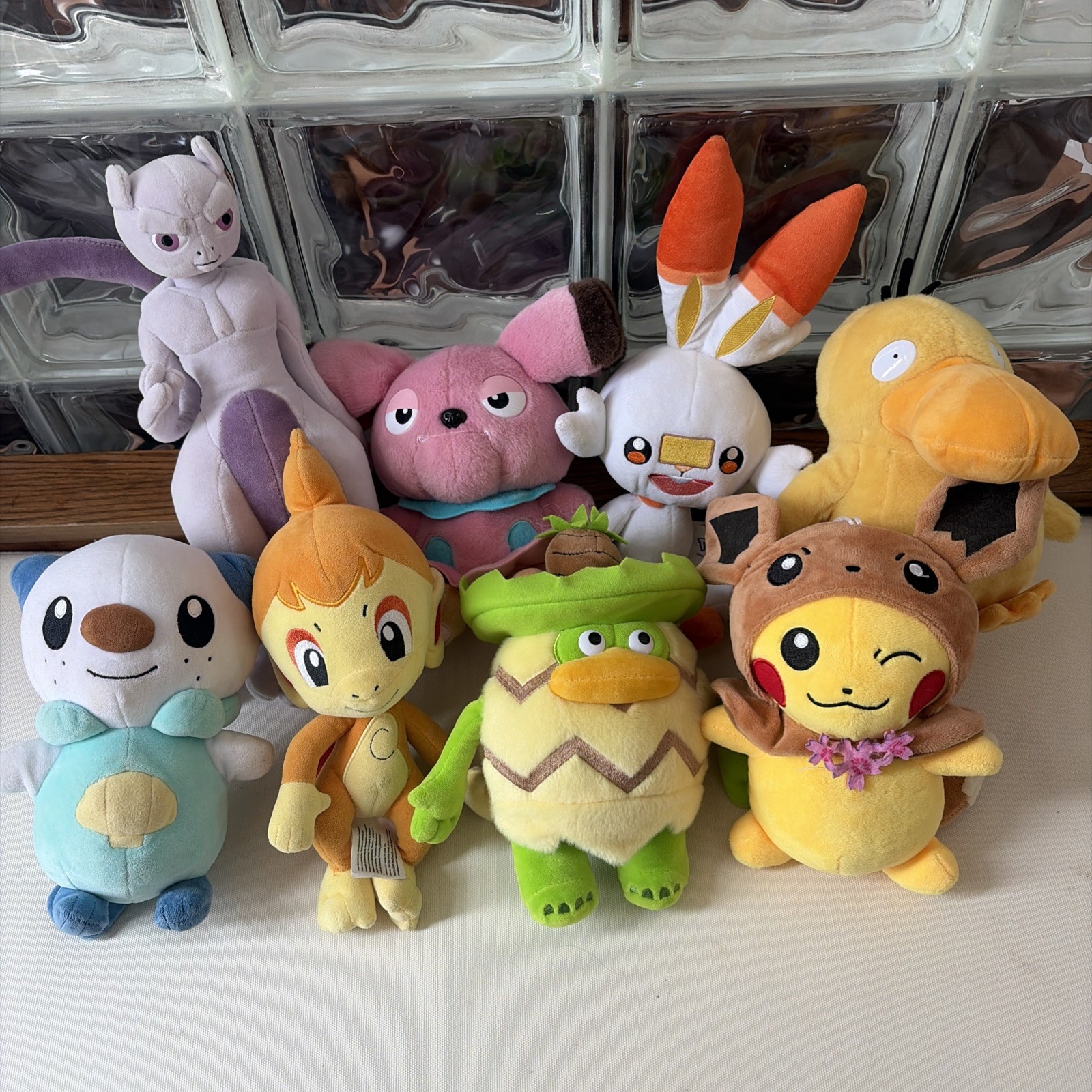 Pokemon Plush Lot Of 8 - Mewtwo, Scorbunny, Pikachu, Chimchar, Psyduck