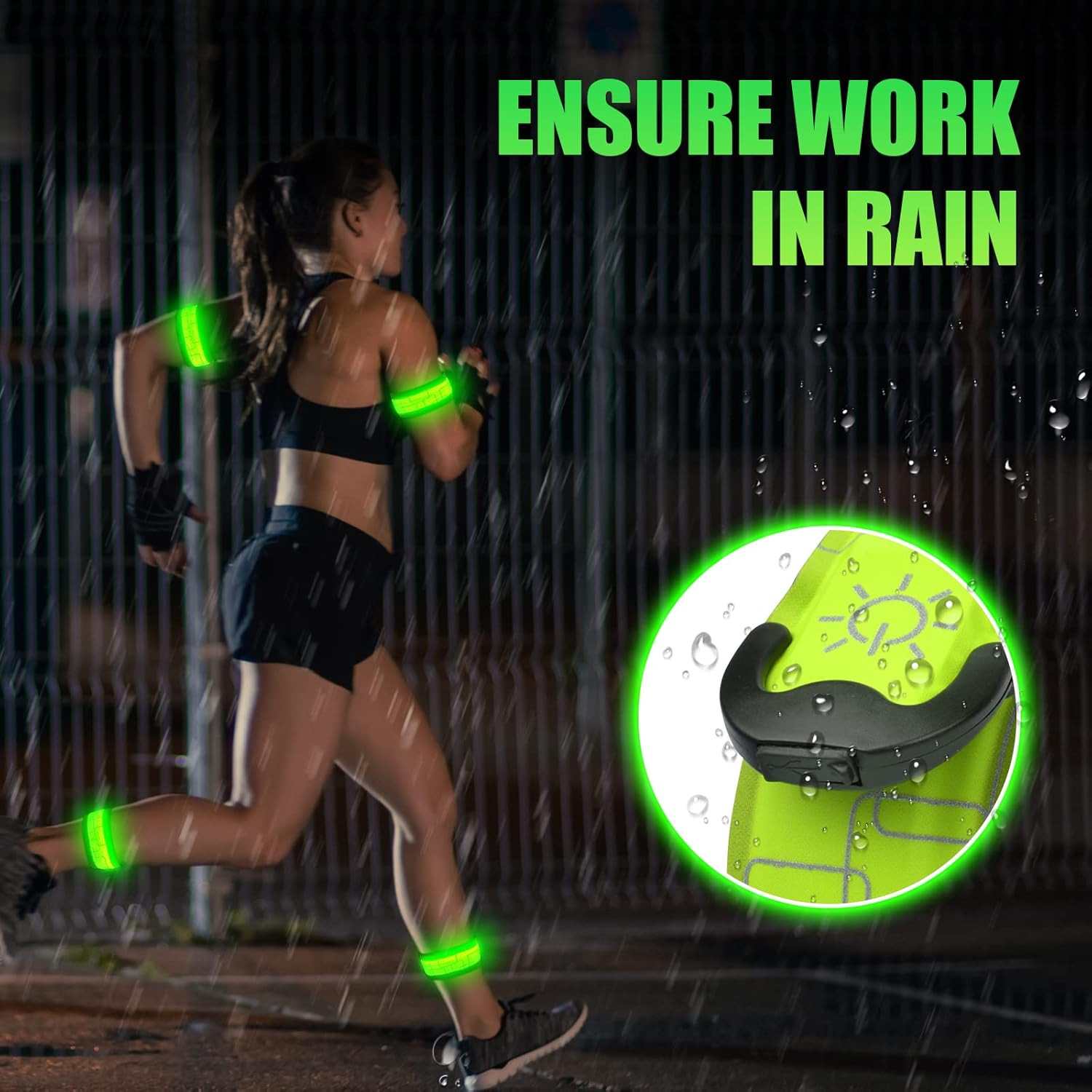 2Pack Rechargeable LED Armband High Visibility Running Lights for Night Safety