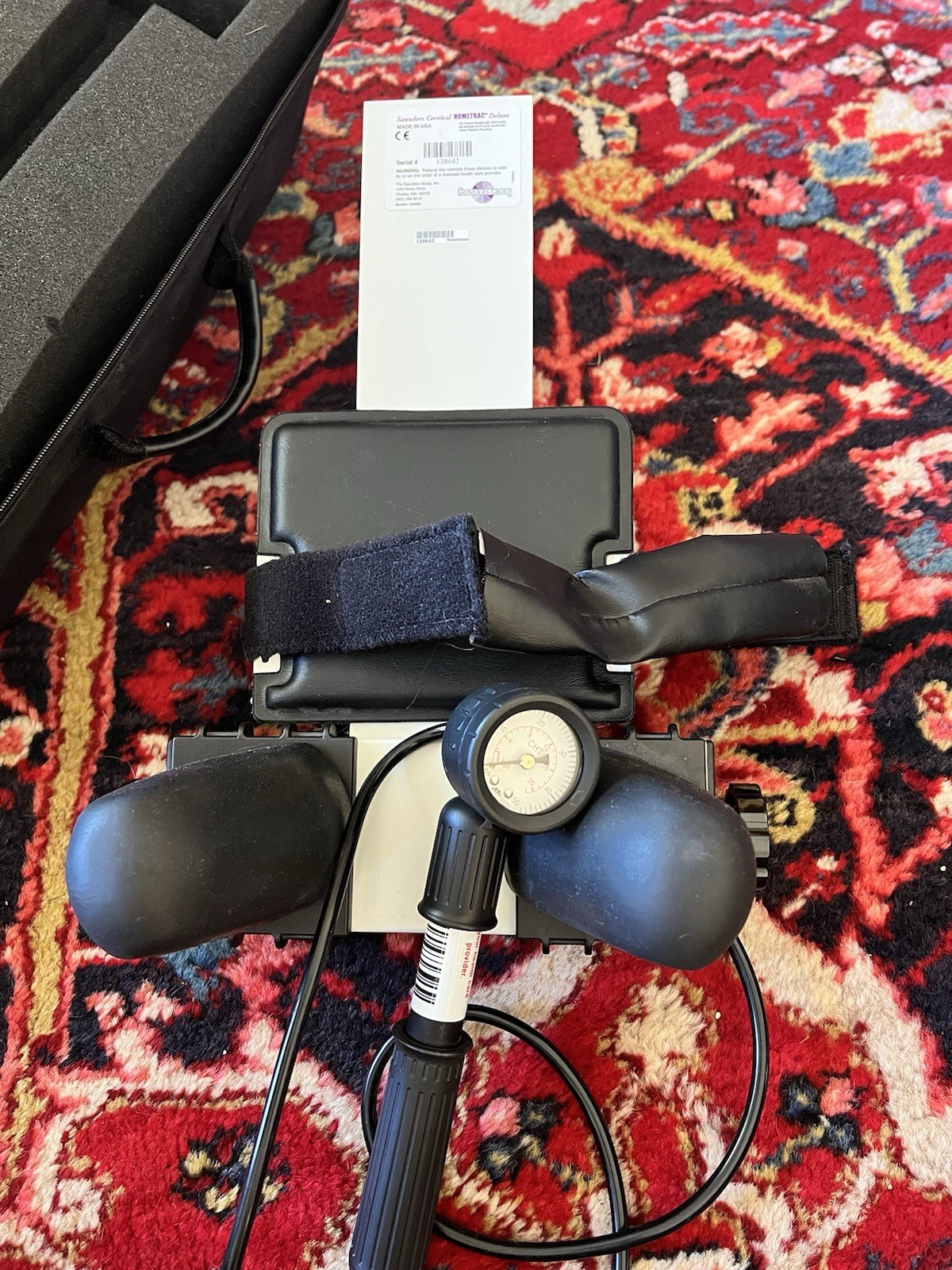 Saunder Cervical Neck Traction Home Trac Deluxe Device w/ Travel Case