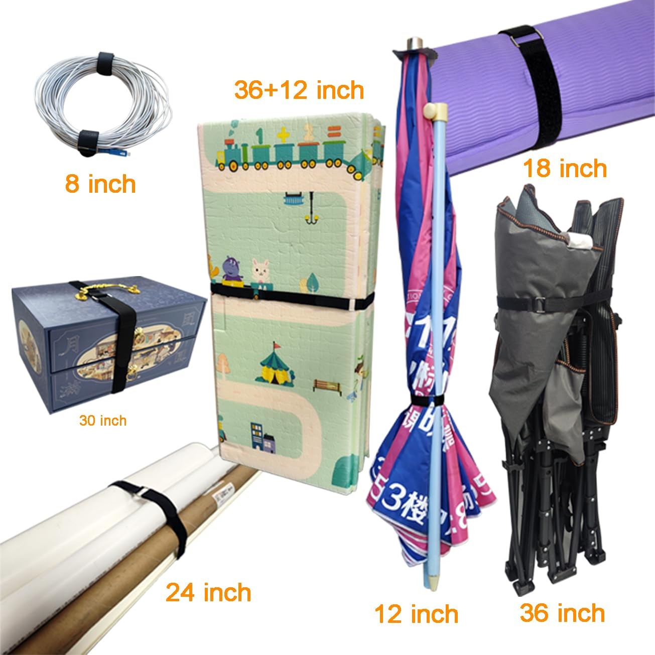 24 inch Hook and Loop Cable Strap - Reusable Fastening Strap - 12 PACK 1 inch